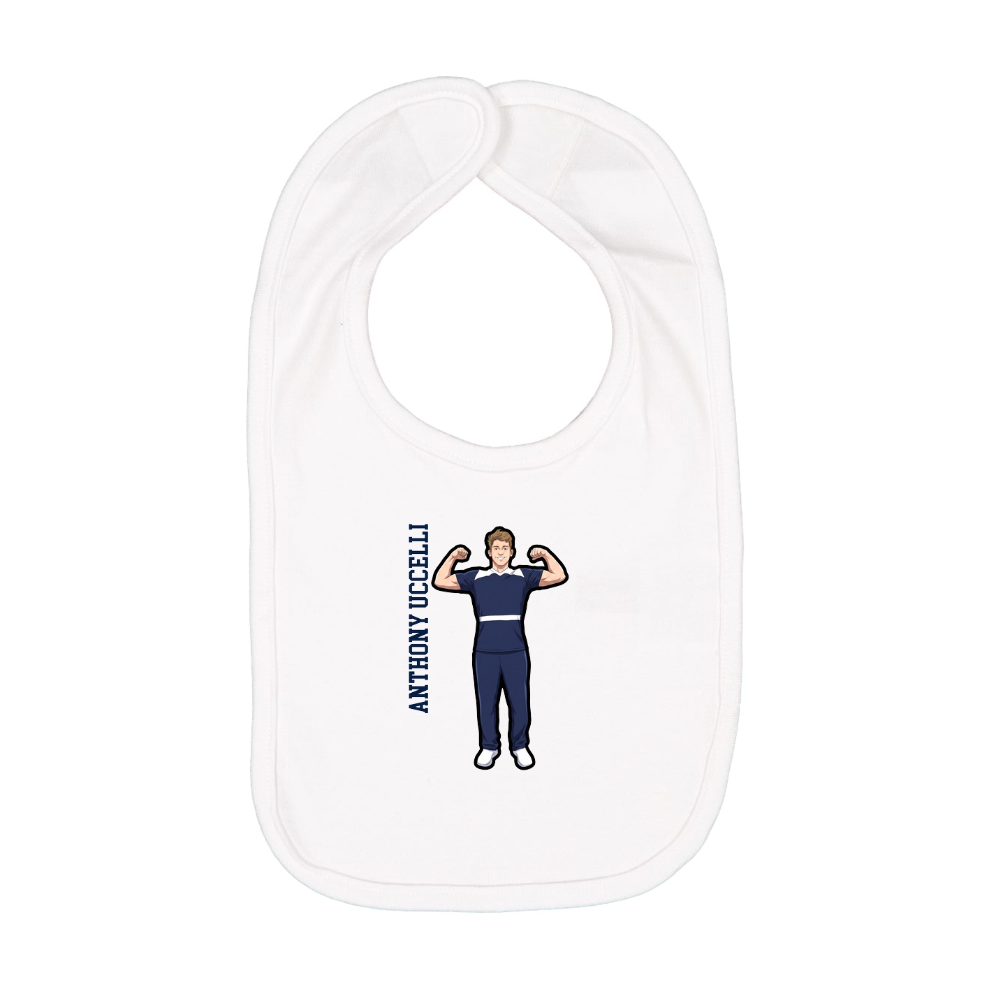 Infant Bib — Name Vertical in White