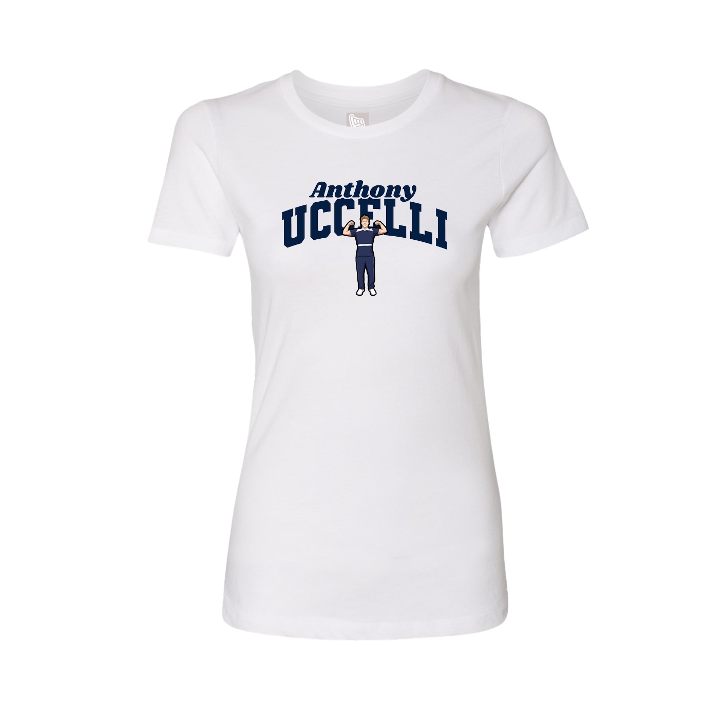 Fitted Women's Tee — Signature Arch in White