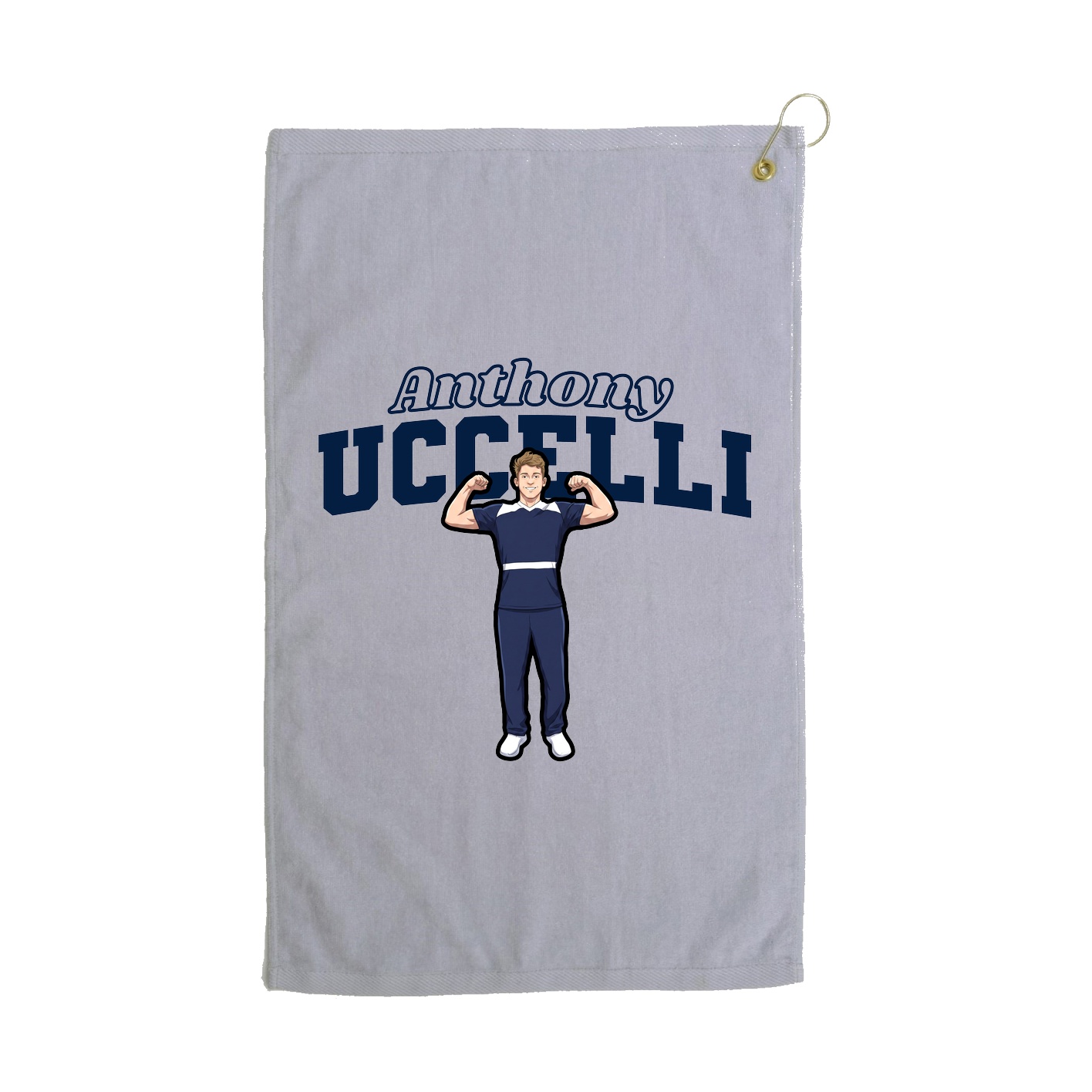 Golf Towel — Name Arch in Grey