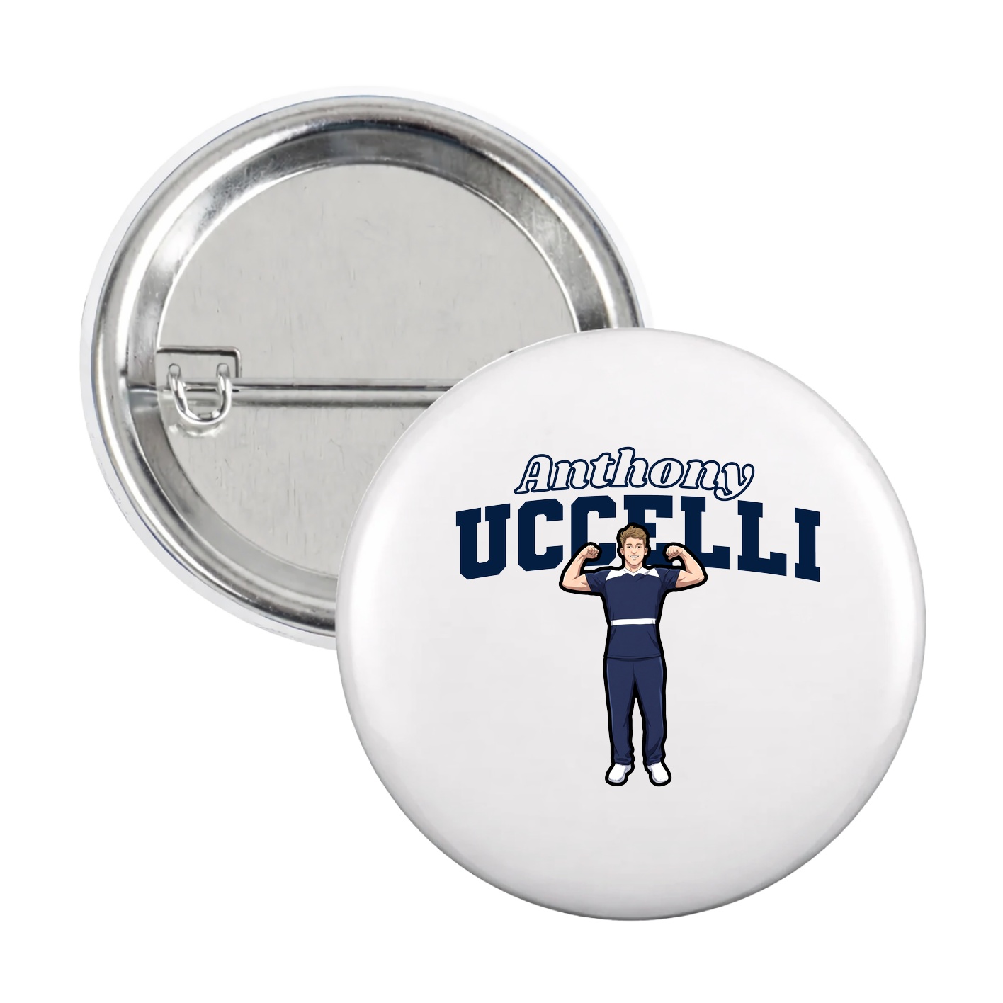 Game Day Button — Name Arch in White