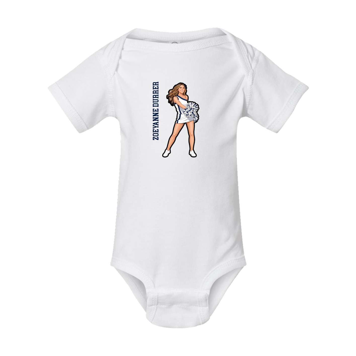 Baby Onesie — Name Vertical in White