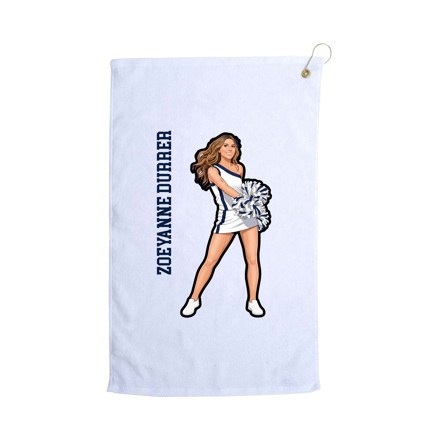 Golf Towel — Name Vertical in White