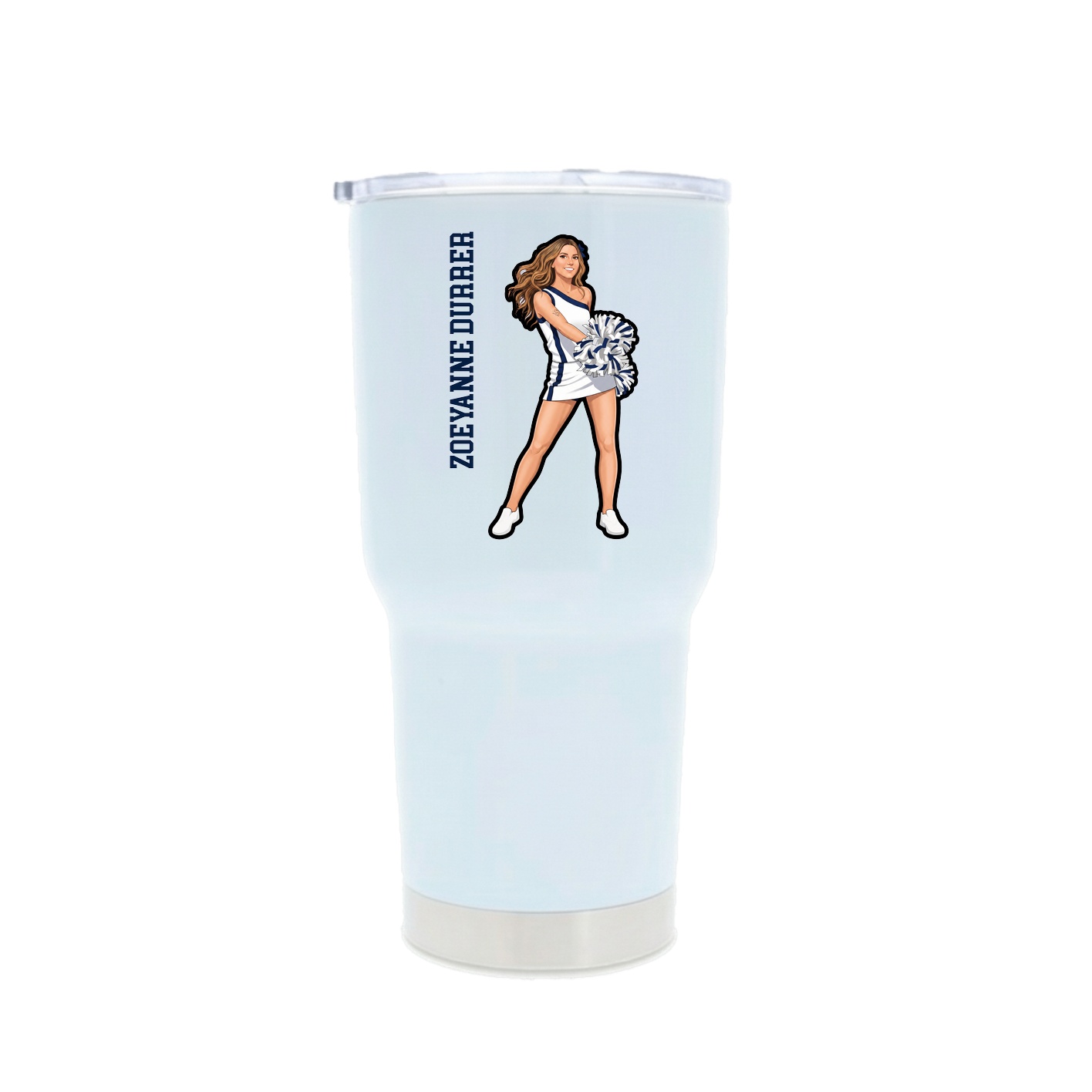 30oz Stainless Steel Tumbler — Name Vertical in White