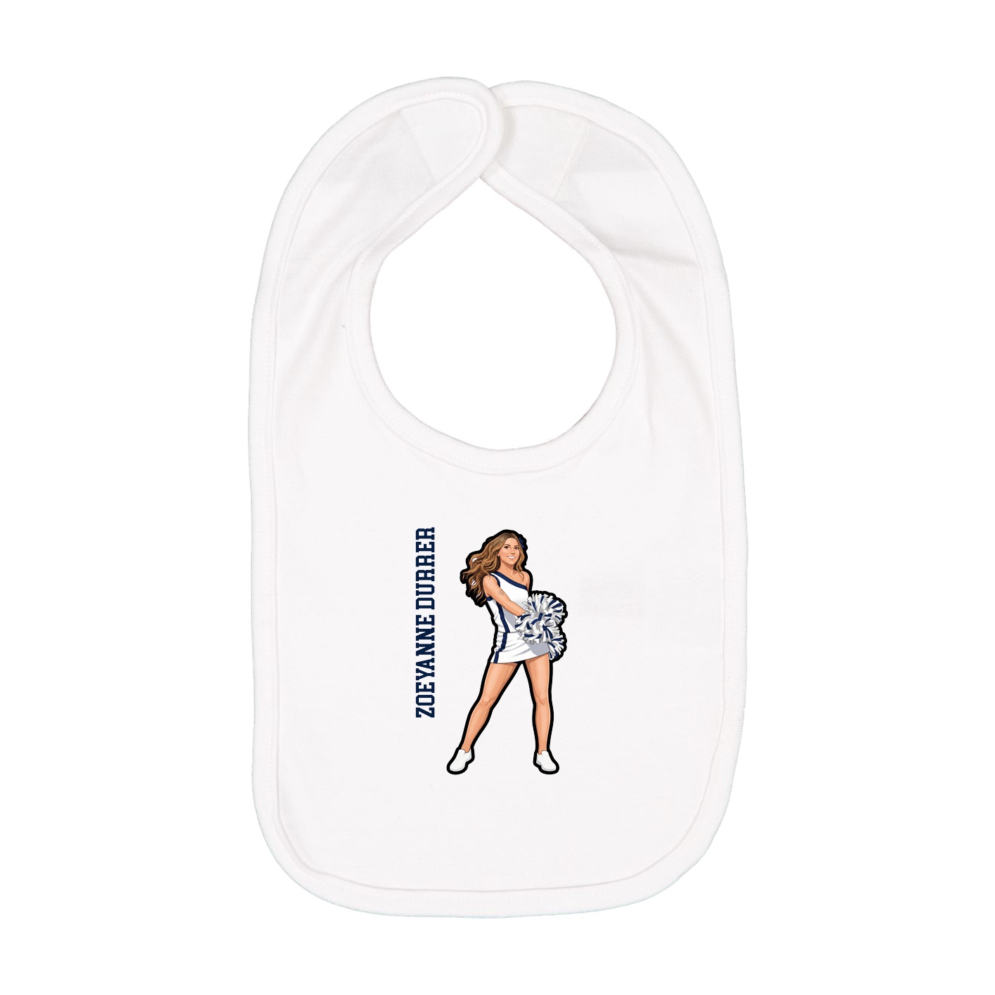 Infant Bib — Name Vertical in White