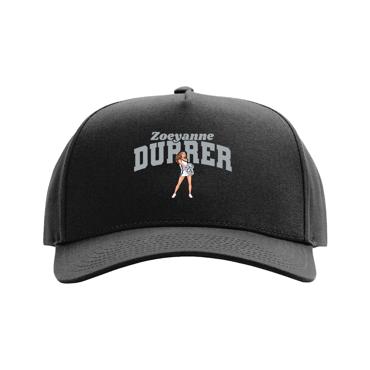Full Fabric Five-Panel Champ Cap — Signature Arch in Black