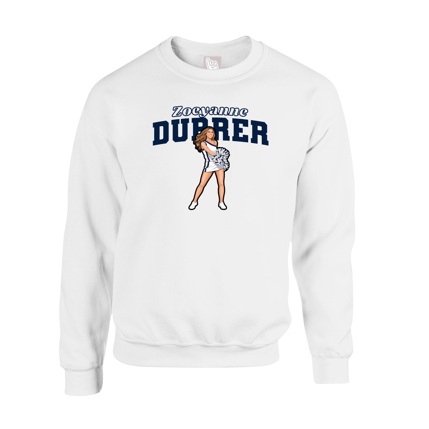 Fleece Crew — Name Arch in White