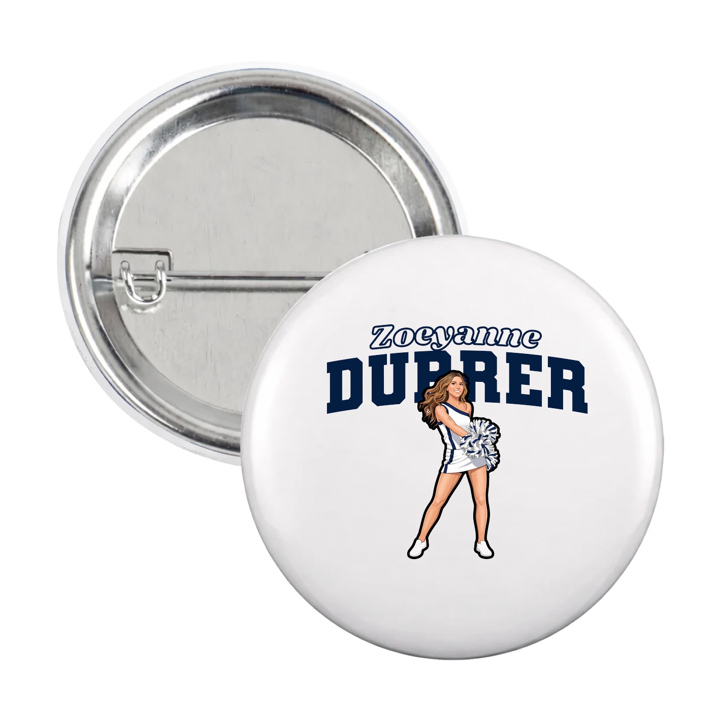 Game Day Button — Name Arch in White