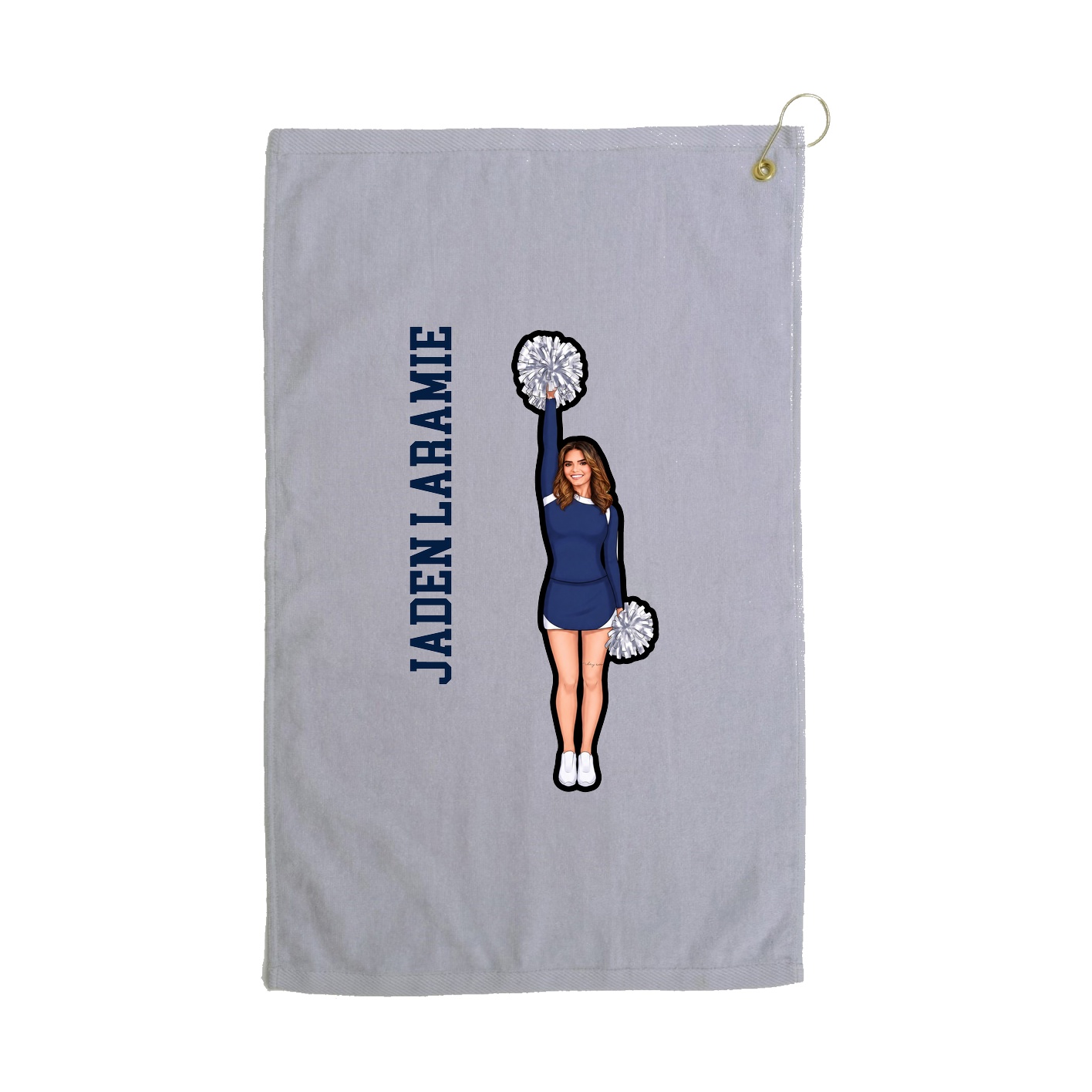 Golf Towel — Name Vertical in Grey