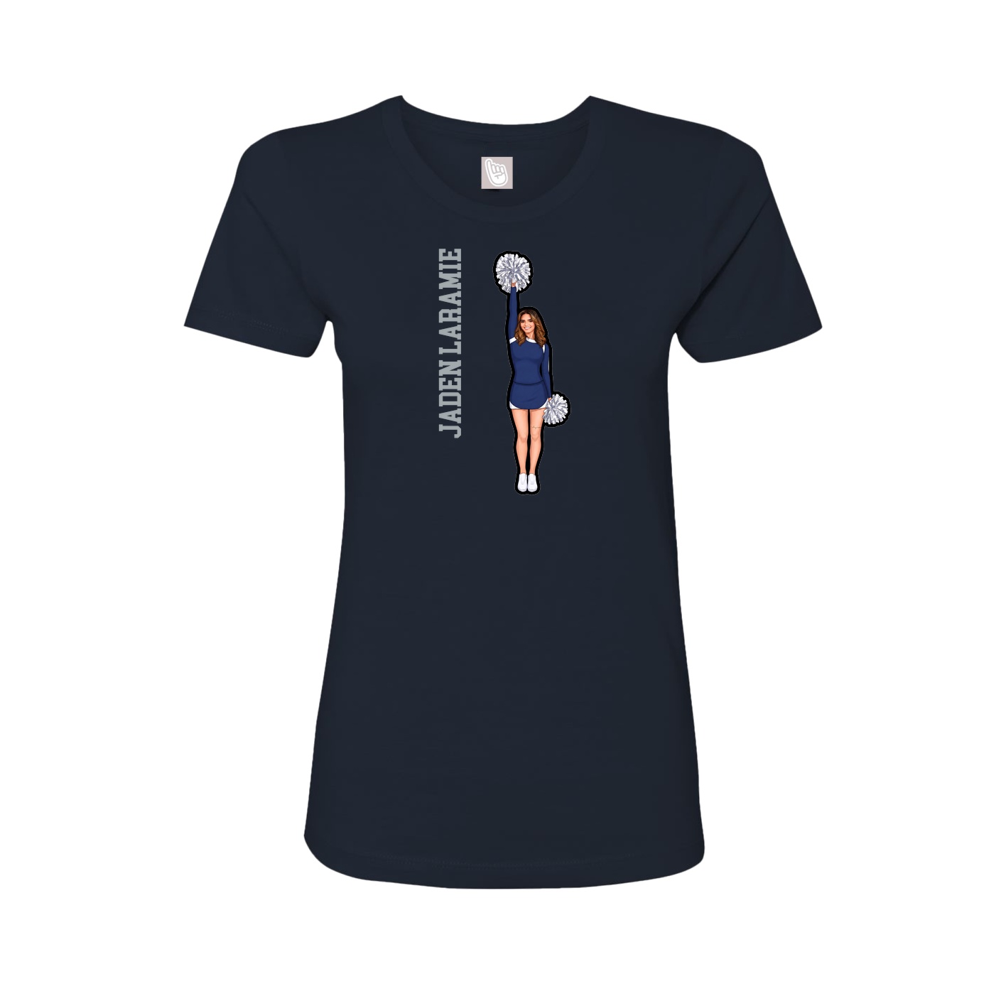 Fitted Women's Tee — Name Vertical in Navy