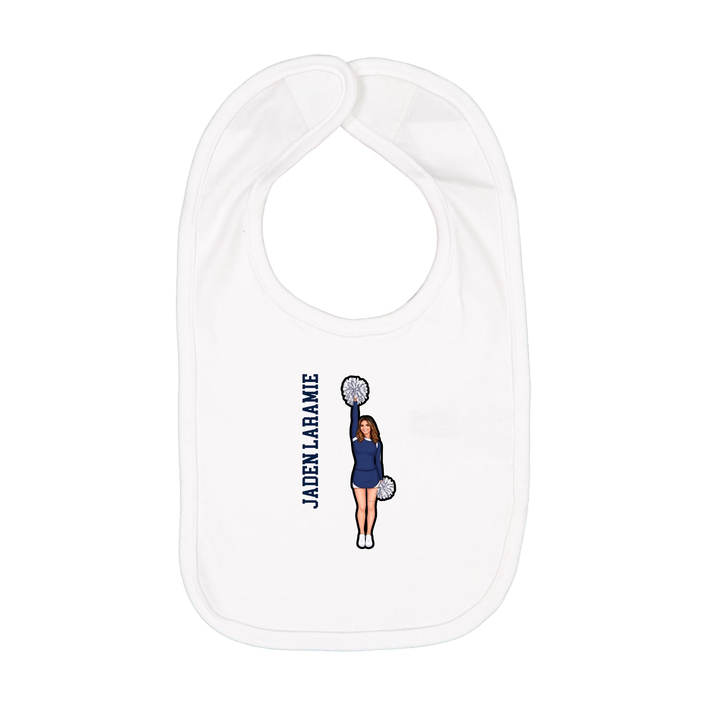 Infant Bib — Name Vertical in White