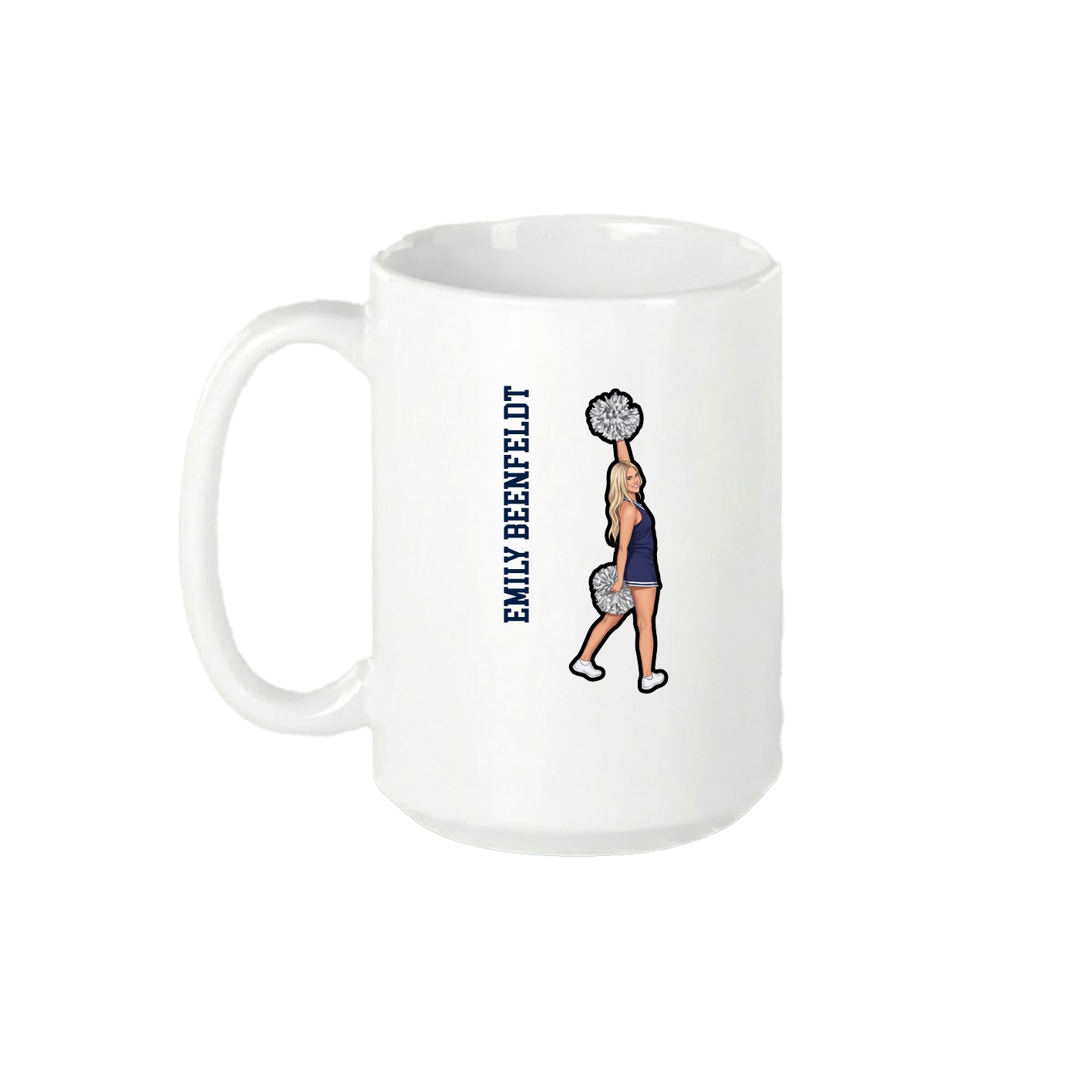 15oz Coffee Mug — Name Vertical in White