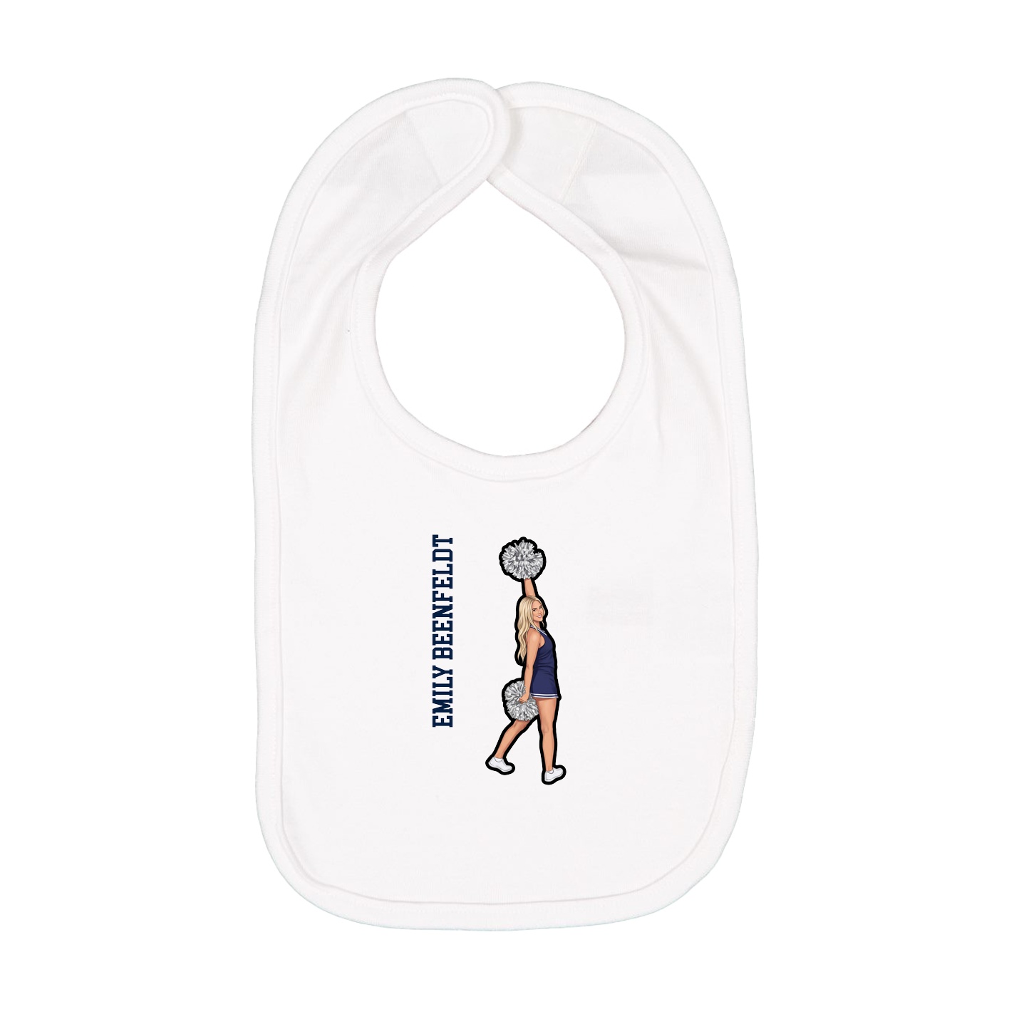 Infant Bib — Name Vertical in White