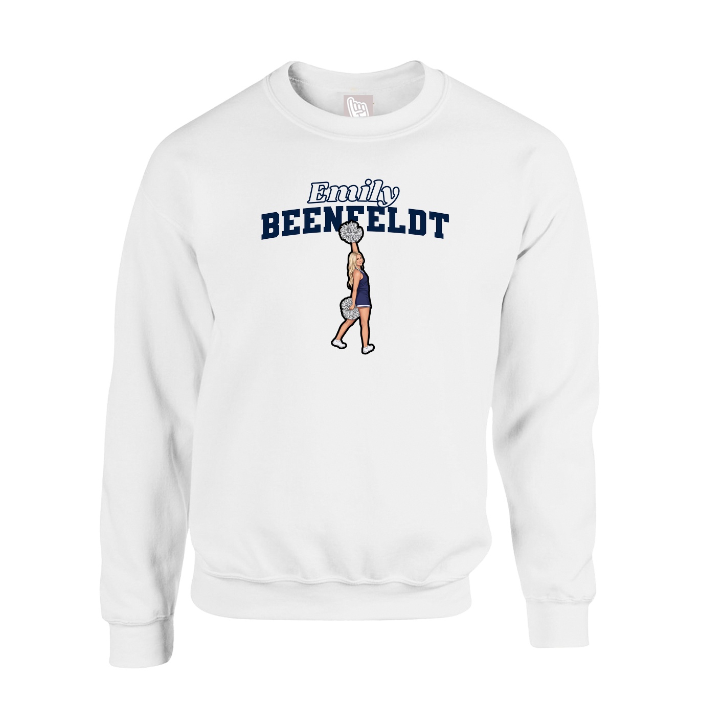 Fleece Crew — Name Arch in White
