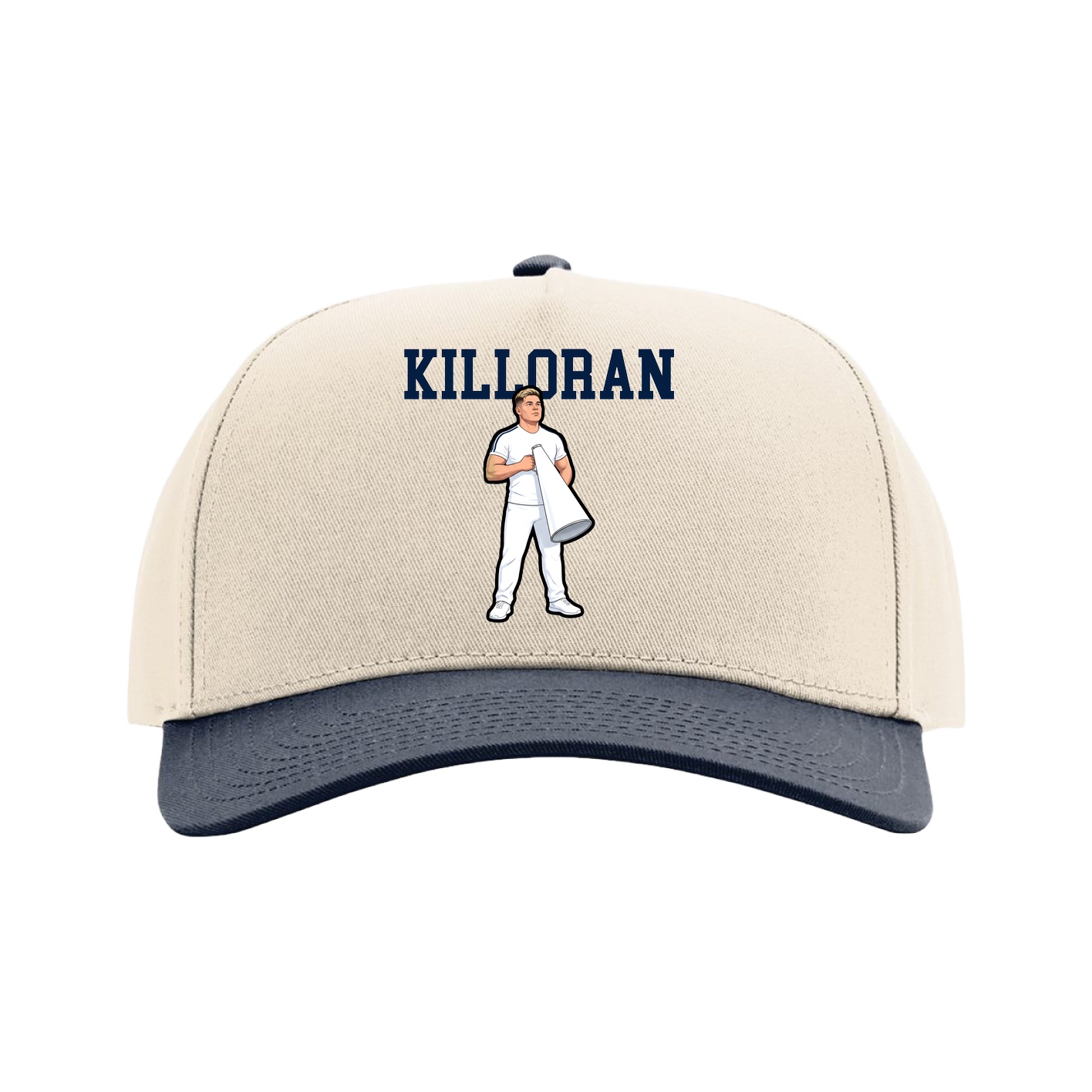 Full Fabric Five-Panel Champ Cap — Shirsey in Cream/Navy