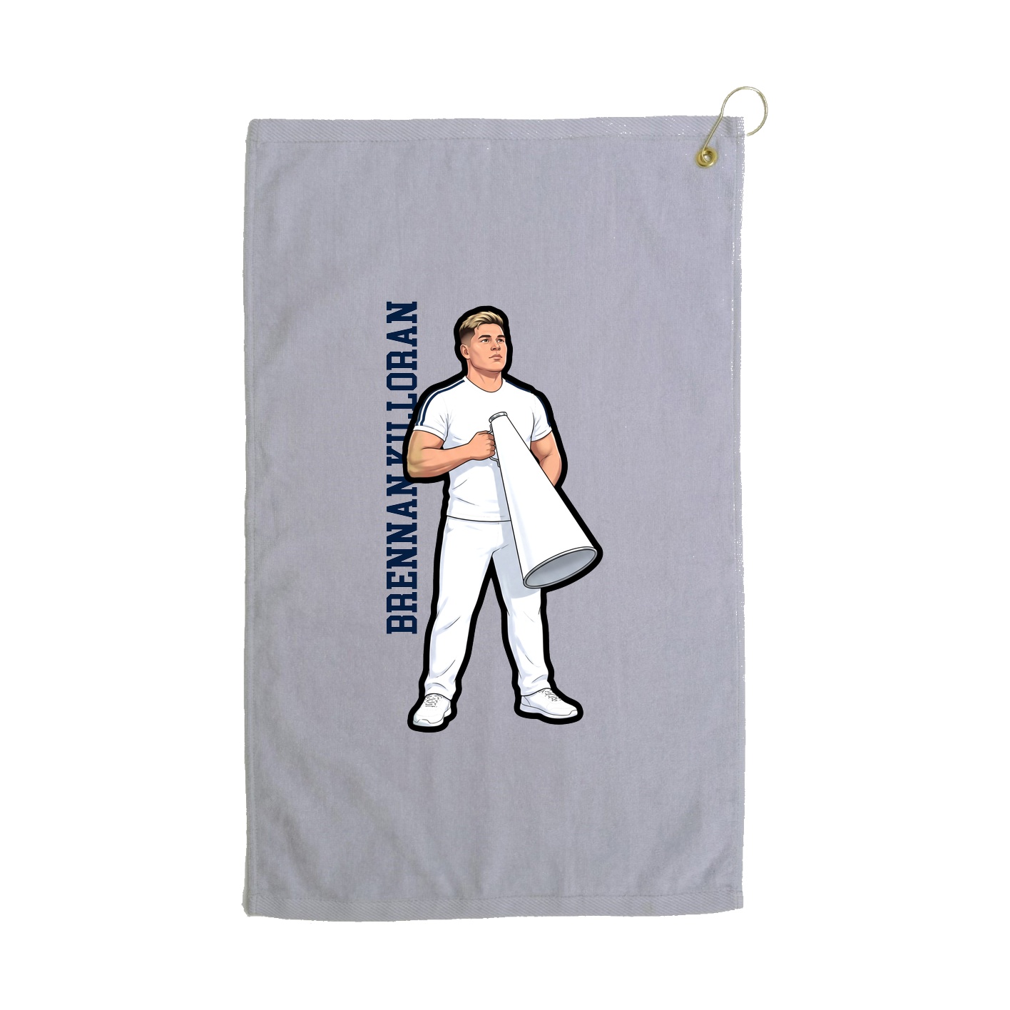 Golf Towel — Name Vertical in Grey
