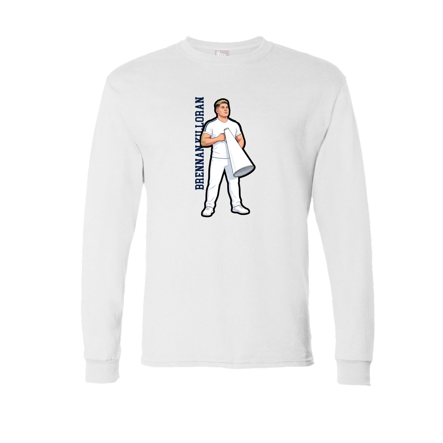 Long Sleeve Tee — Name Vertical in White