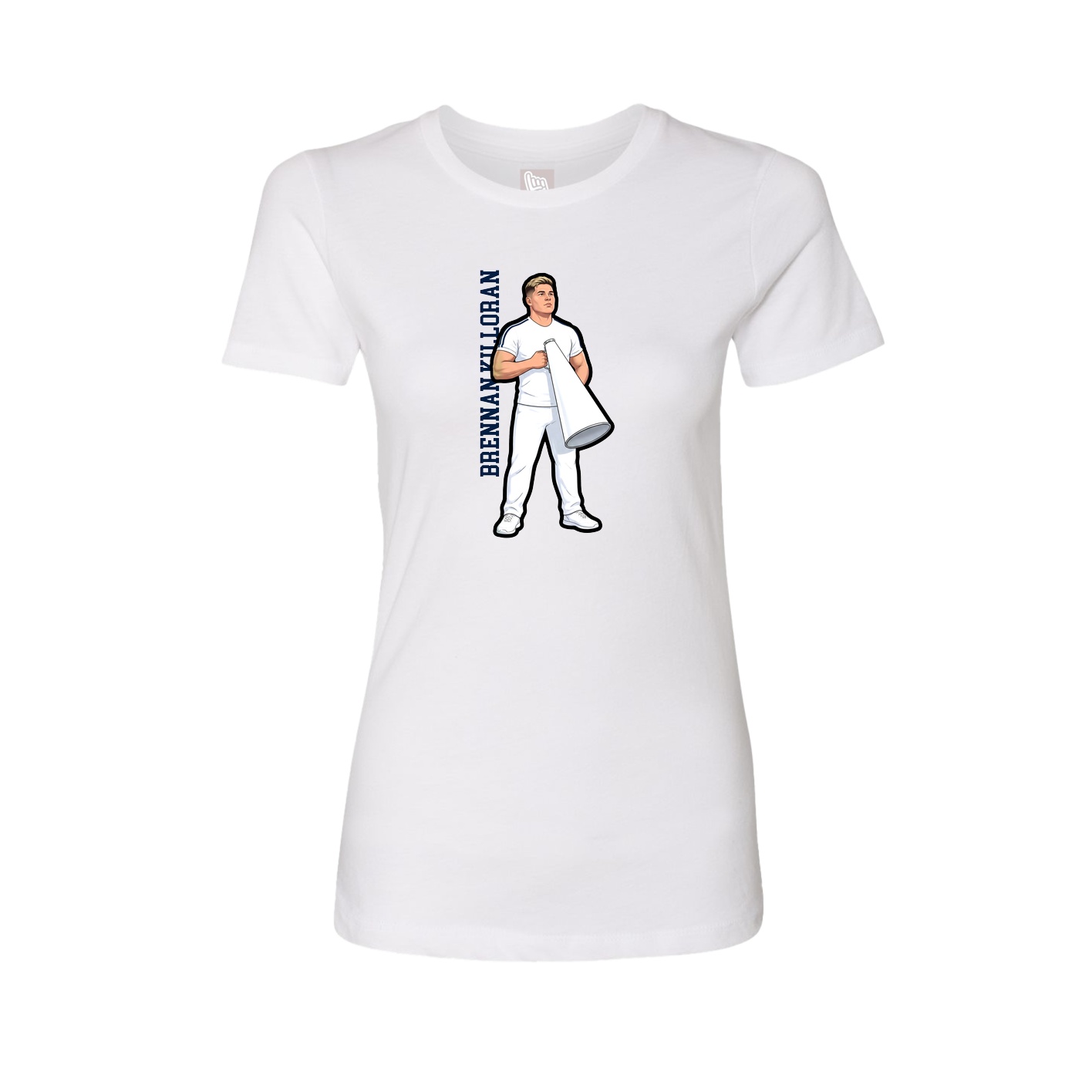 Fitted Women's Tee — Name Vertical in White