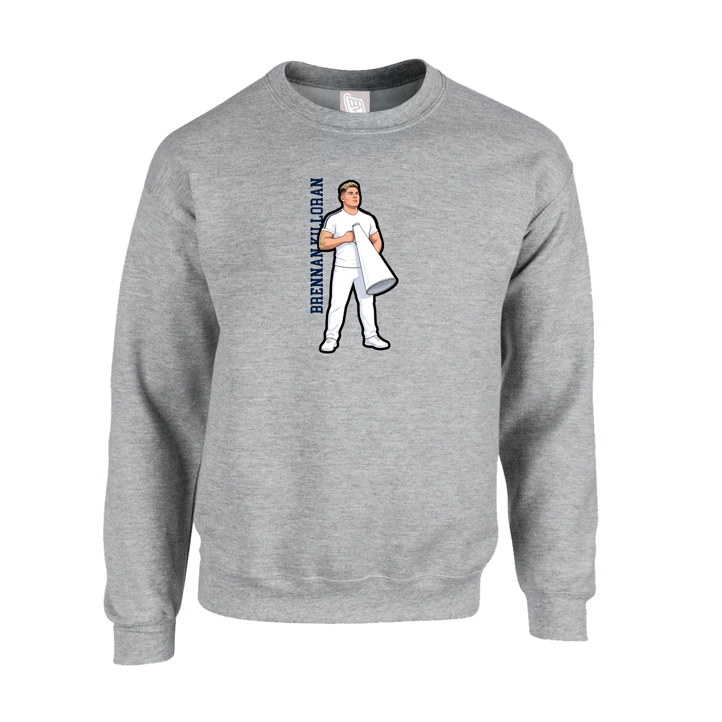 Fleece Crew — Name Vertical in Grey