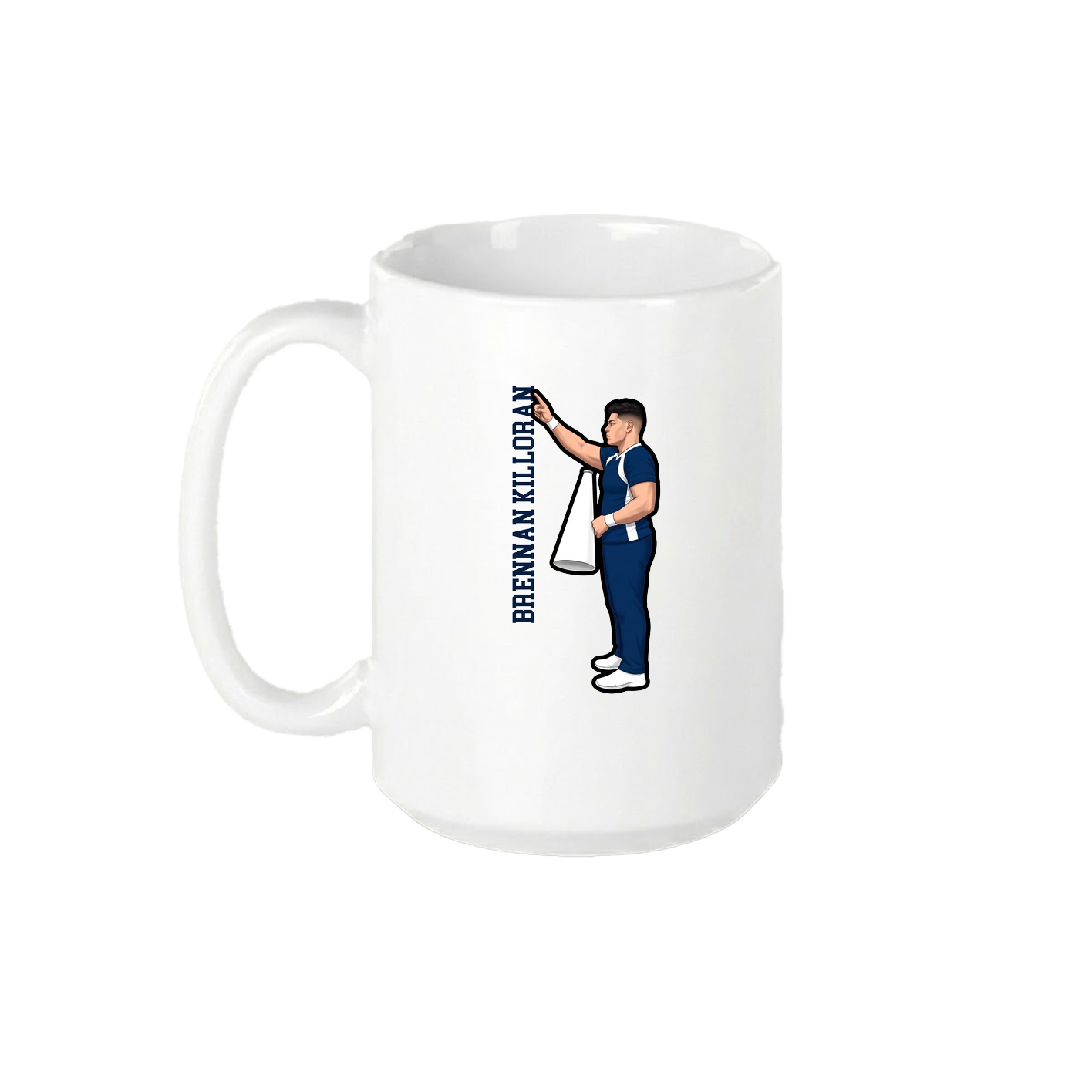 15oz Coffee Mug — Name Vertical in White