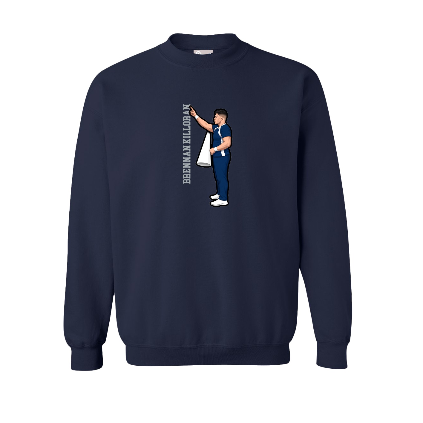 Fleece Crew — Name Vertical in Navy