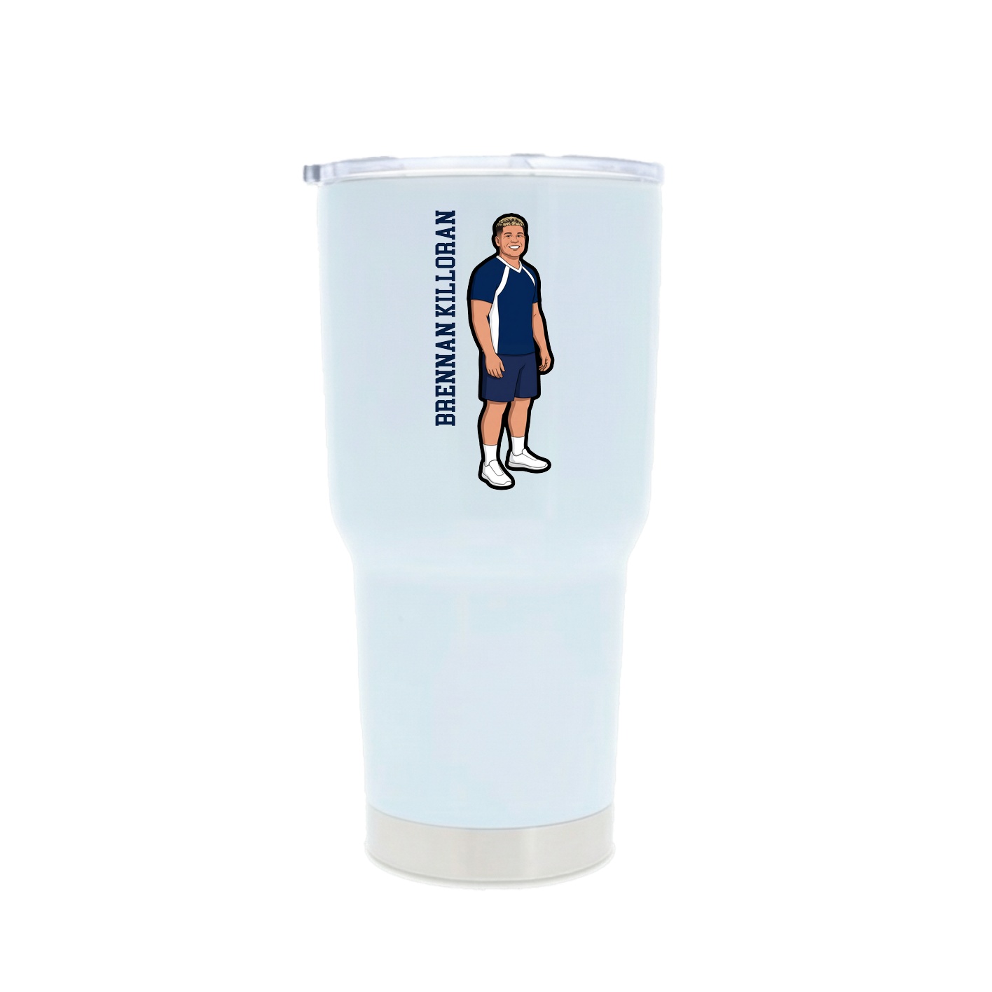 30oz Stainless Steel Tumbler — Name Vertical in White