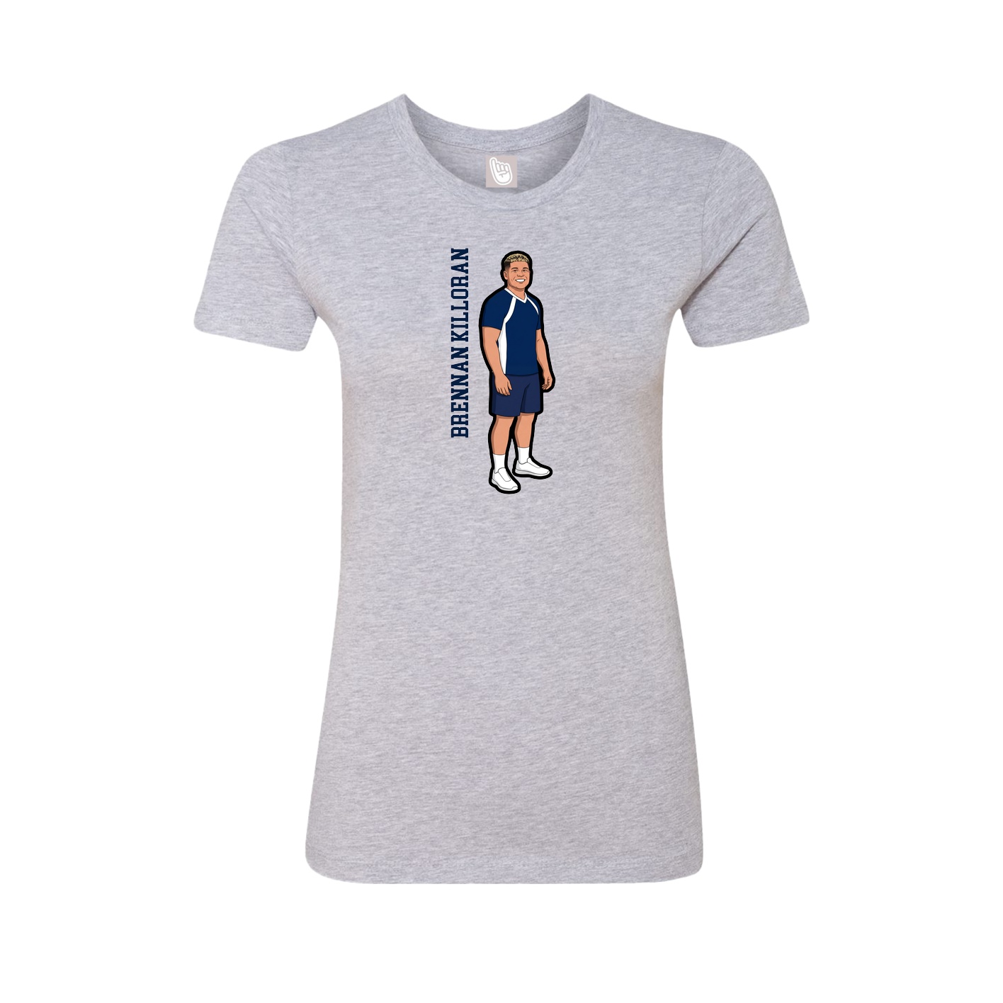 Fitted Women's Tee — Name Vertical in Grey