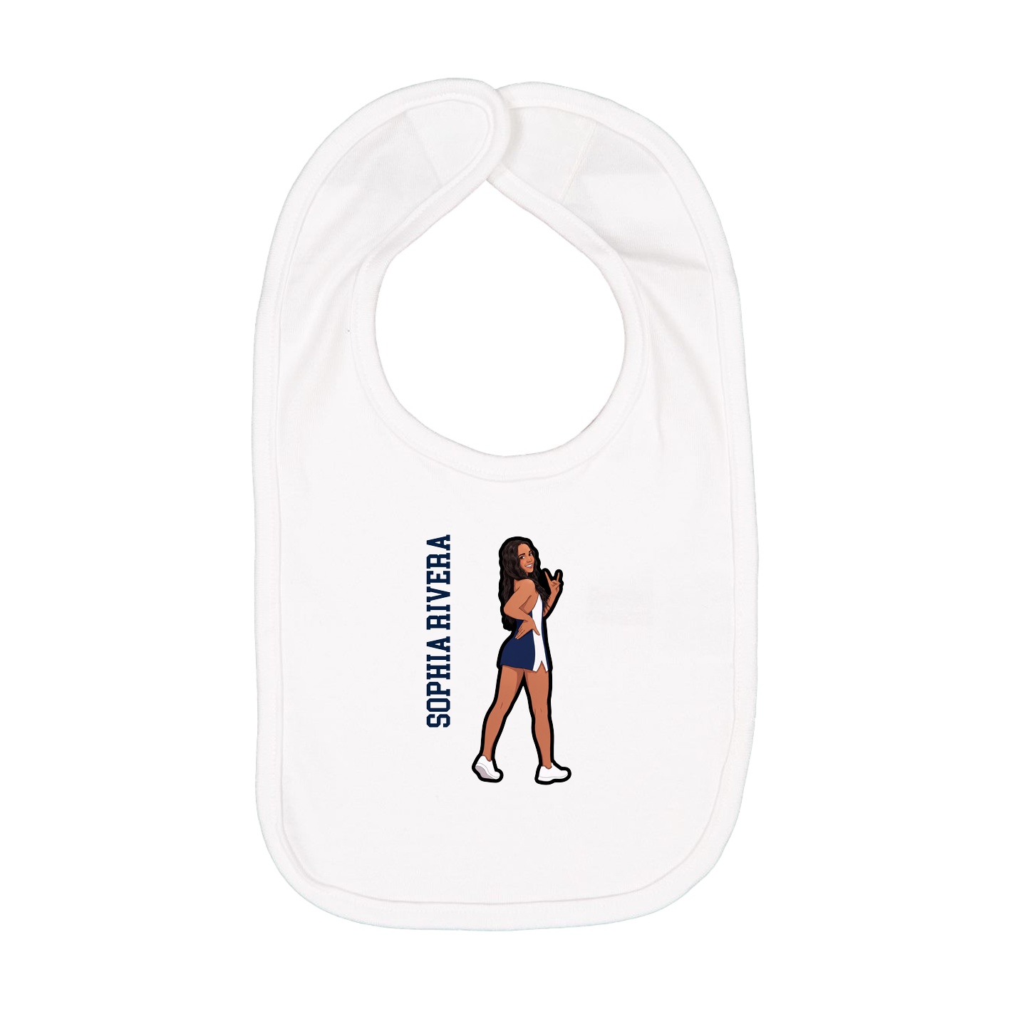 Infant Bib — Name Vertical in White
