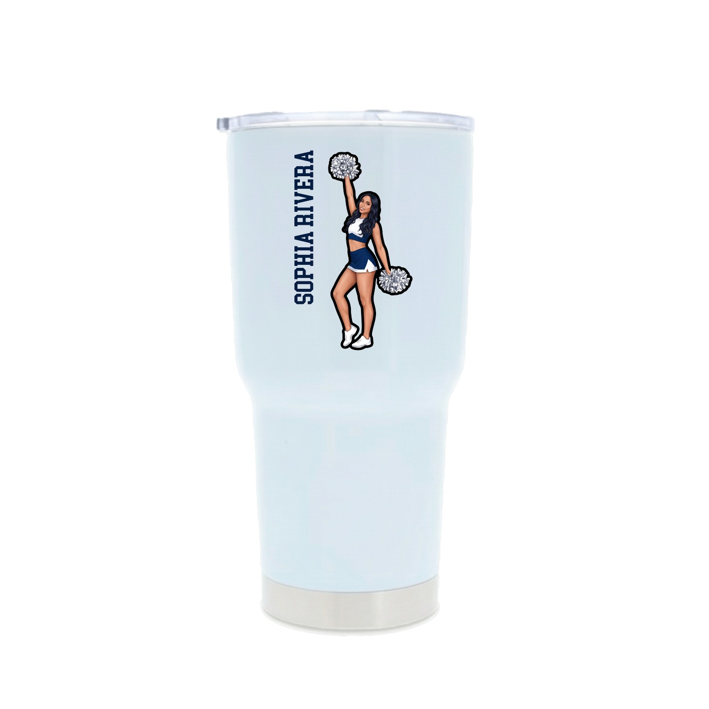 30oz Stainless Steel Tumbler — Name Vertical in White