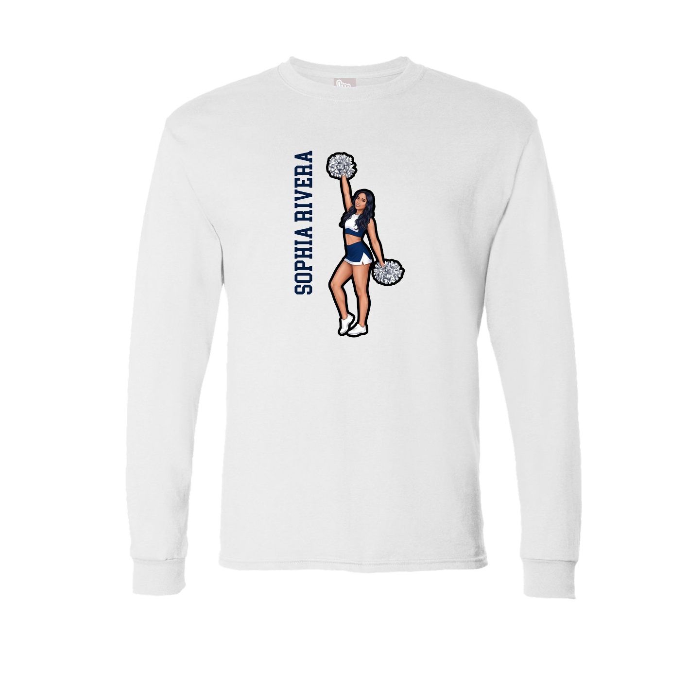Long Sleeve Tee — Name Vertical in White