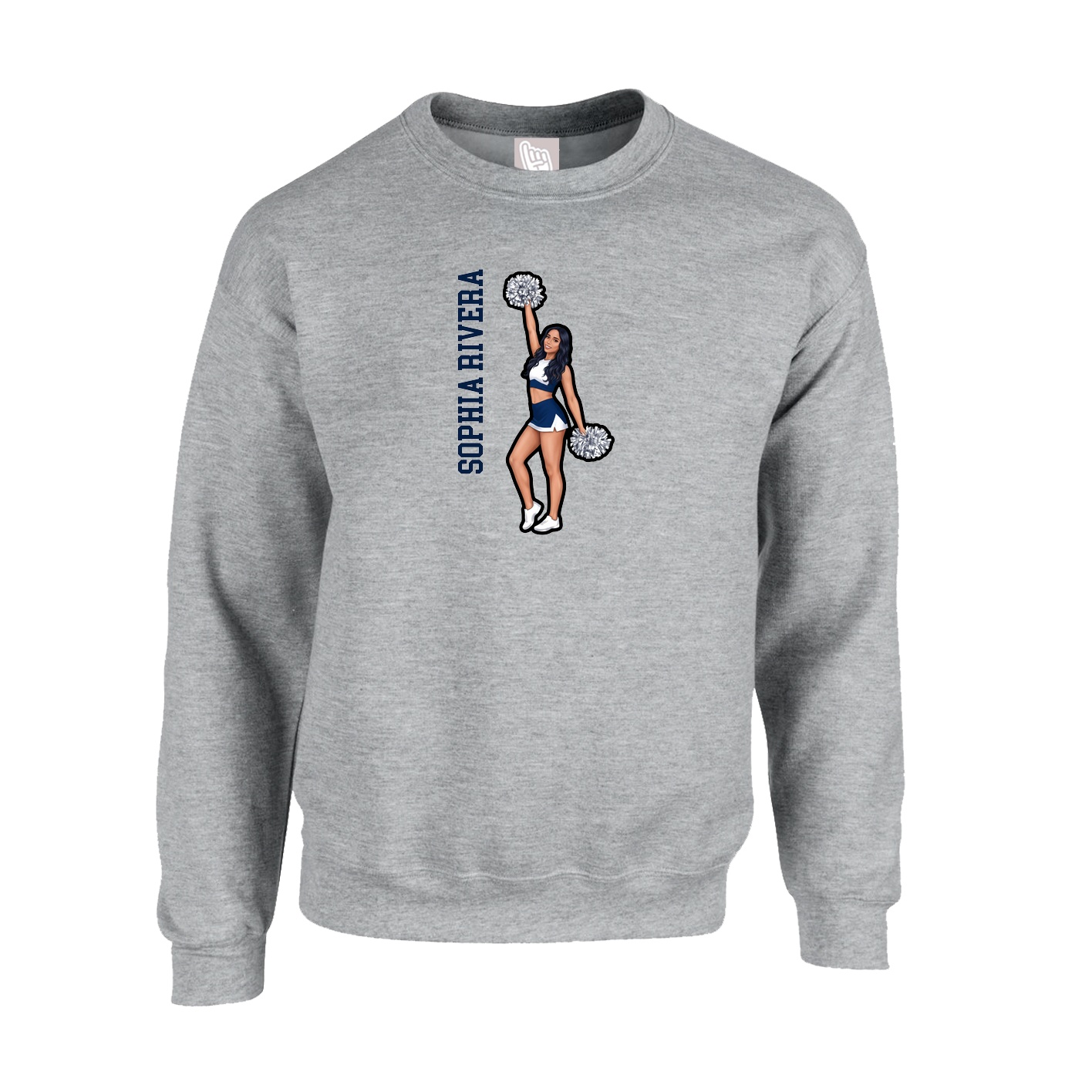 Fleece Crew — Name Vertical in Grey