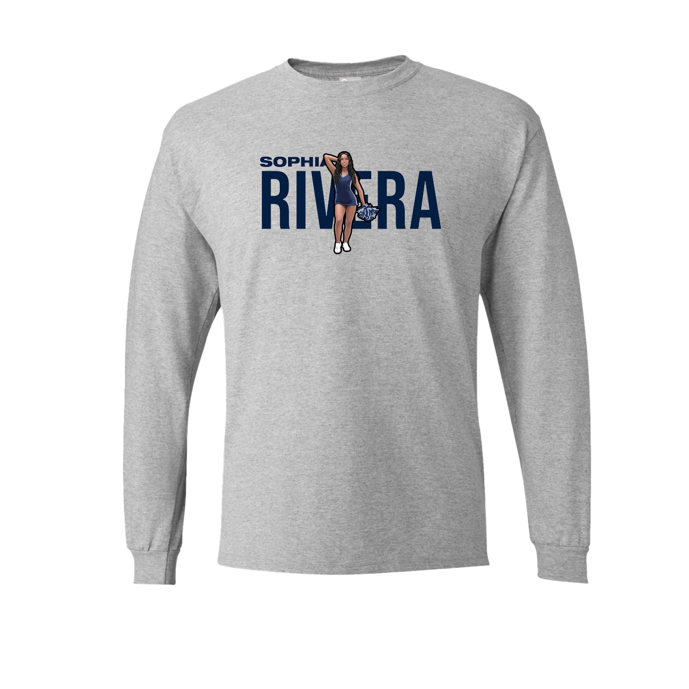 Long Sleeve Tee — Player Name in Grey