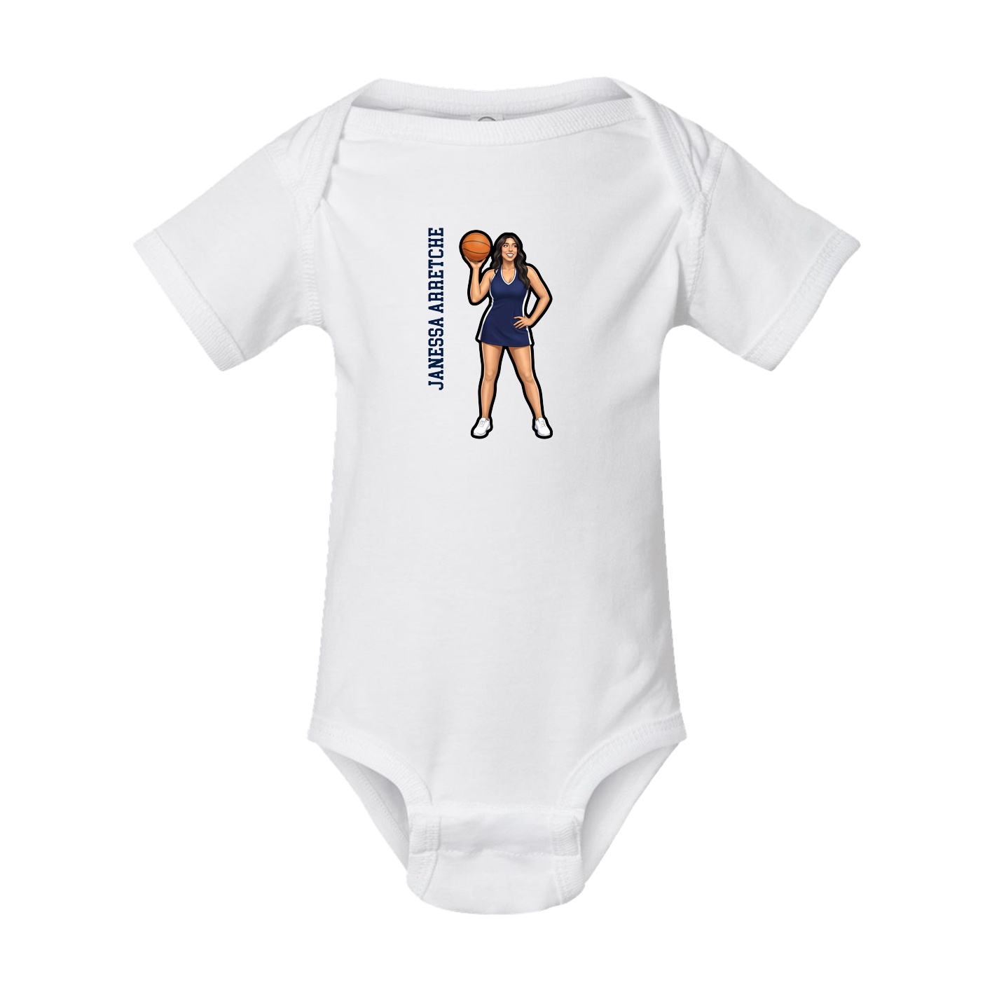 Baby Onesie — Name Vertical in White