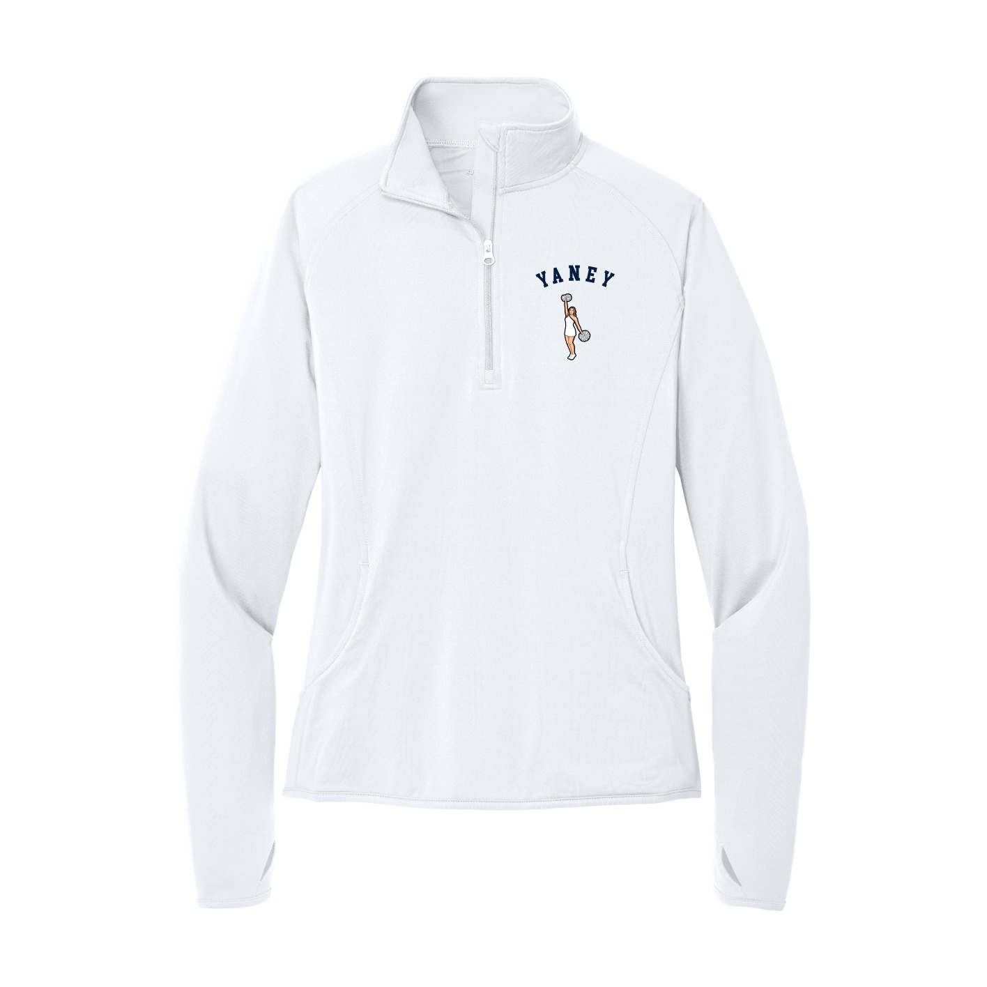 Women's Q-Zip Pullover — Shirsey Arch in White