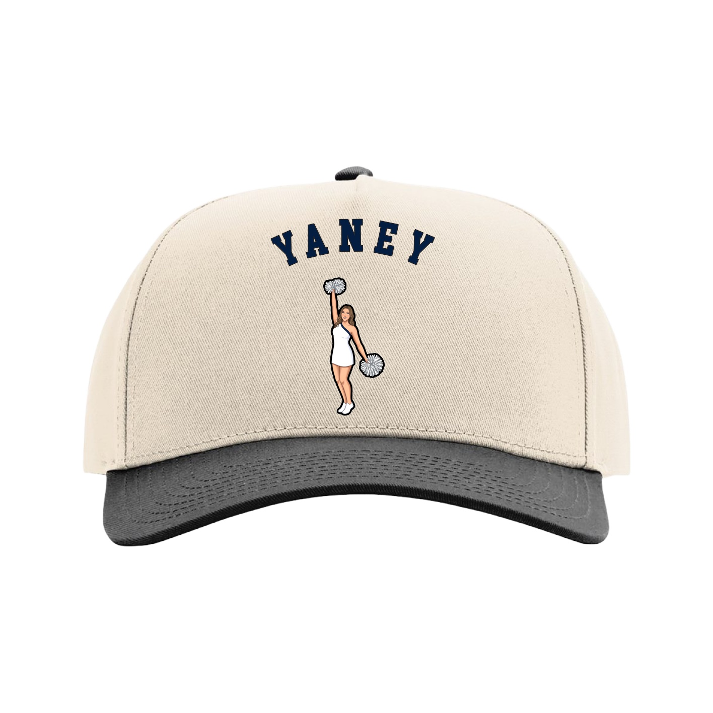 Full Fabric Five-Panel Champ Cap — Shirsey Arch in Cream/Black