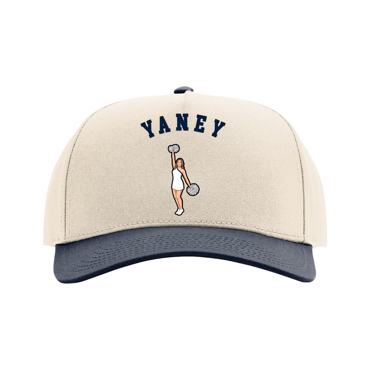 Full Fabric Five-Panel Champ Cap — Shirsey Arch in Cream/Navy
