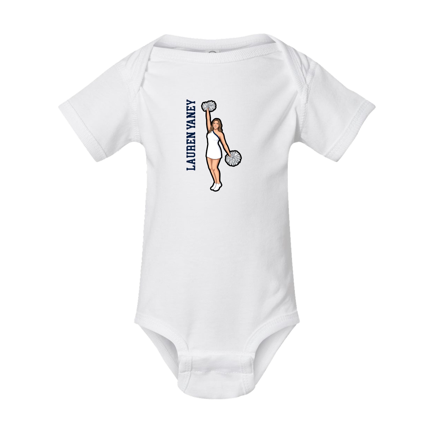 Baby Onesie — Name Vertical in White