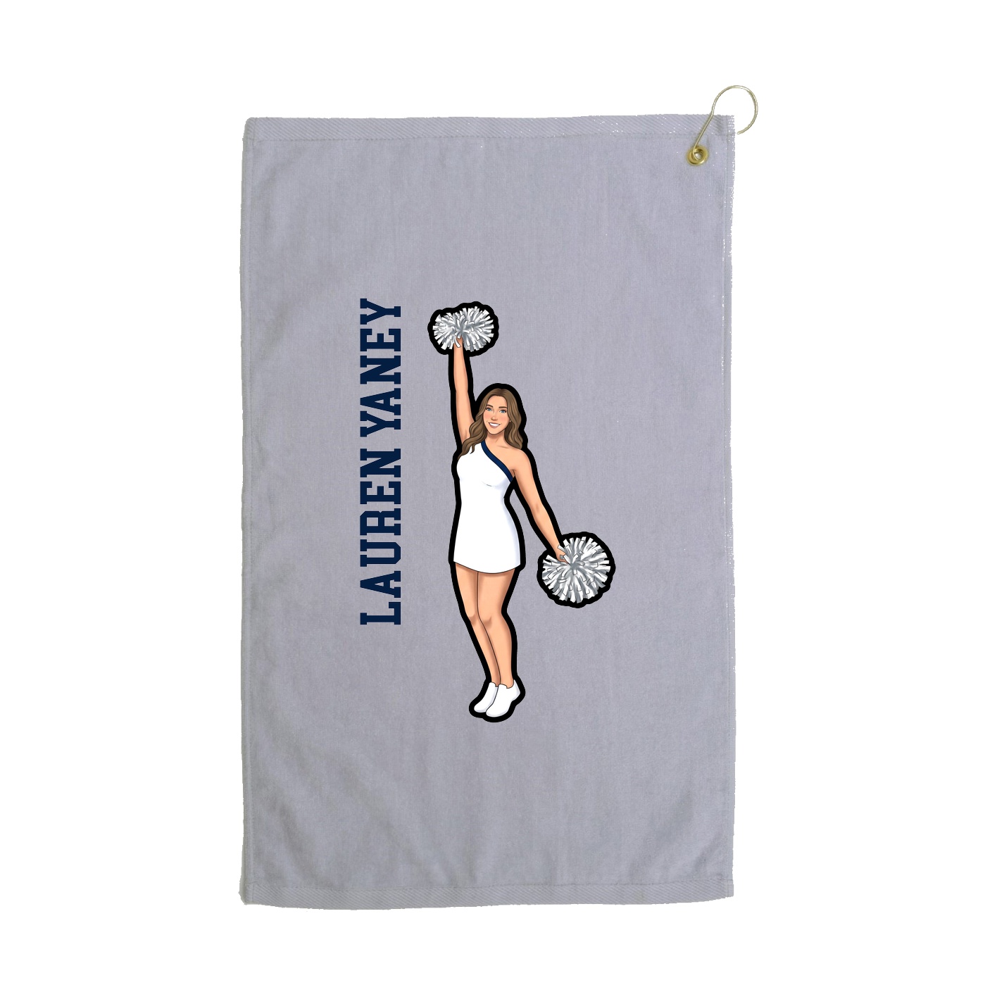 Golf Towel — Name Vertical in Grey