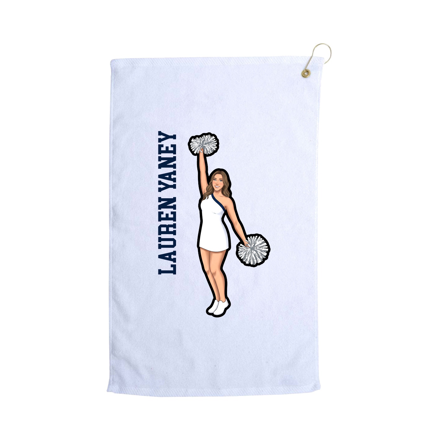 Golf Towel — Name Vertical in White