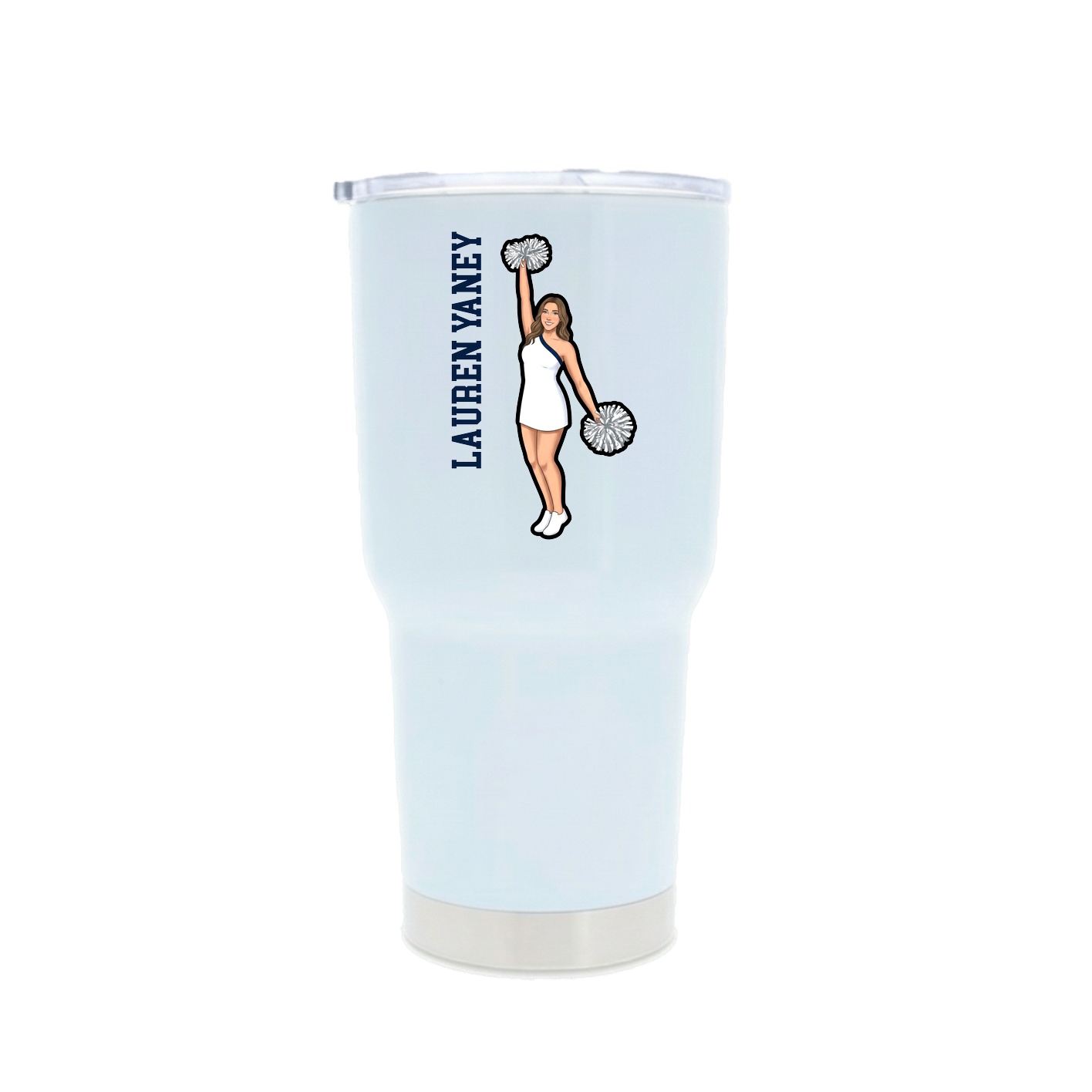 30oz Stainless Steel Tumbler — Name Vertical in White