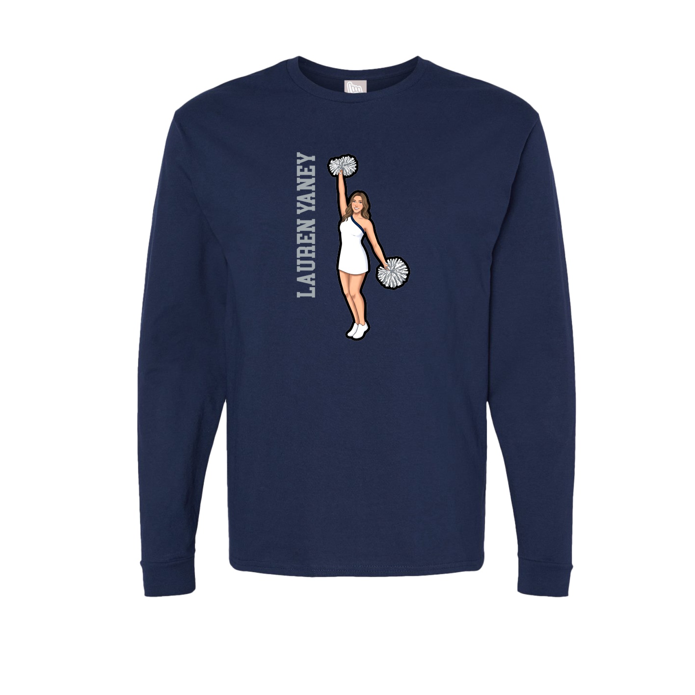Long Sleeve Tee — Name Vertical in Navy
