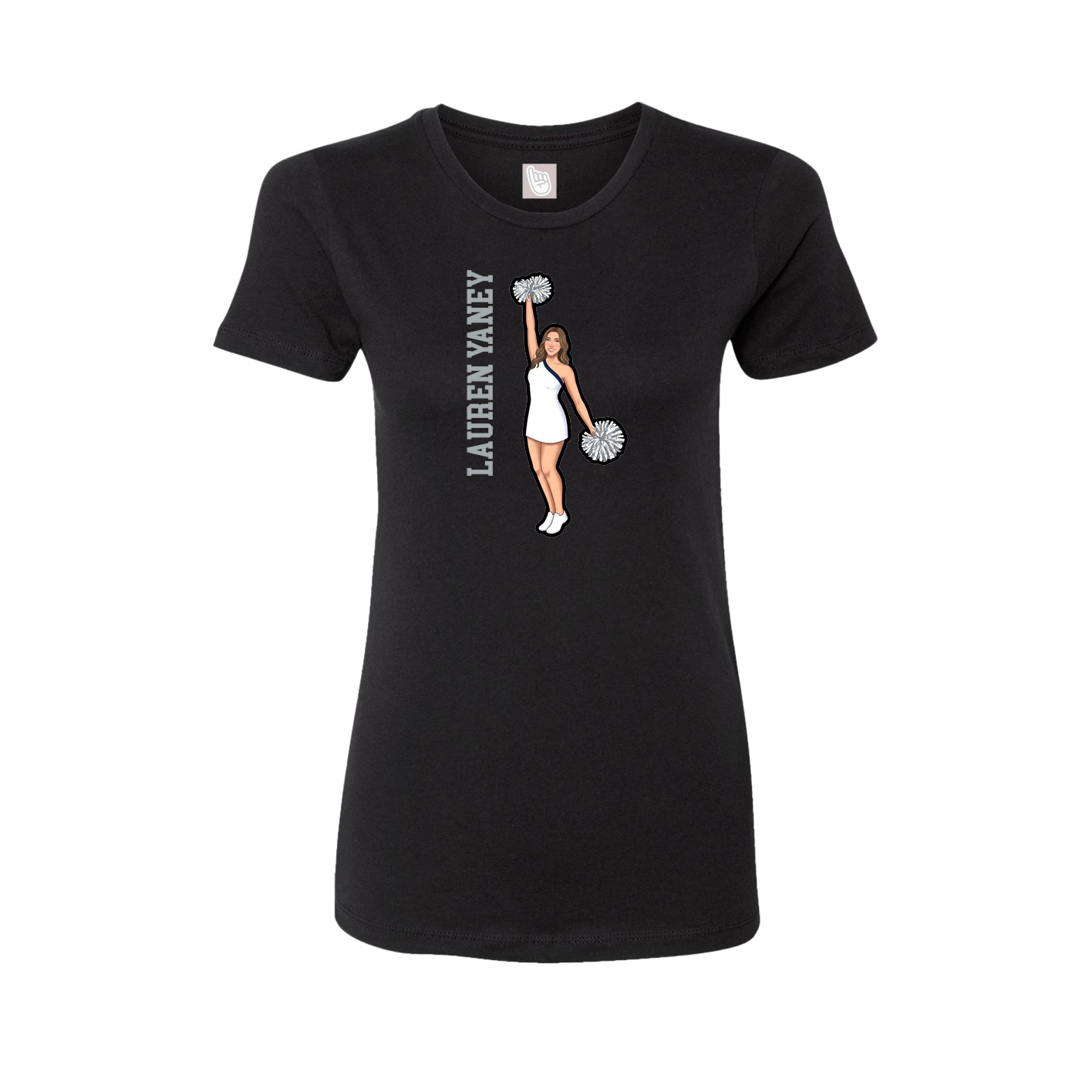 Womens Tee — Name Vertical in Black