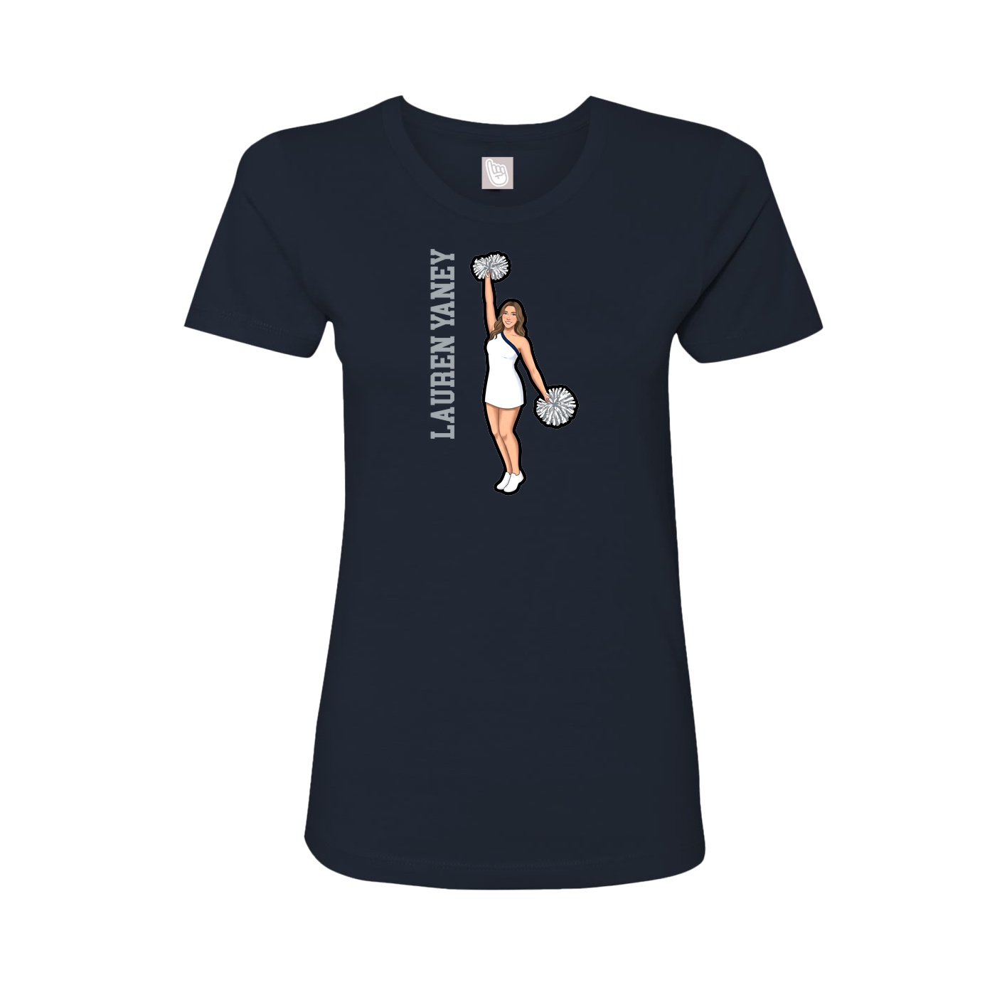 Womens Tee — Name Vertical in Navy