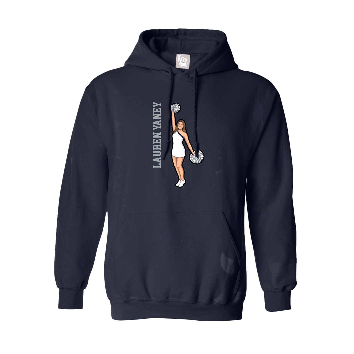 Hoodie — Name Vertical in Navy