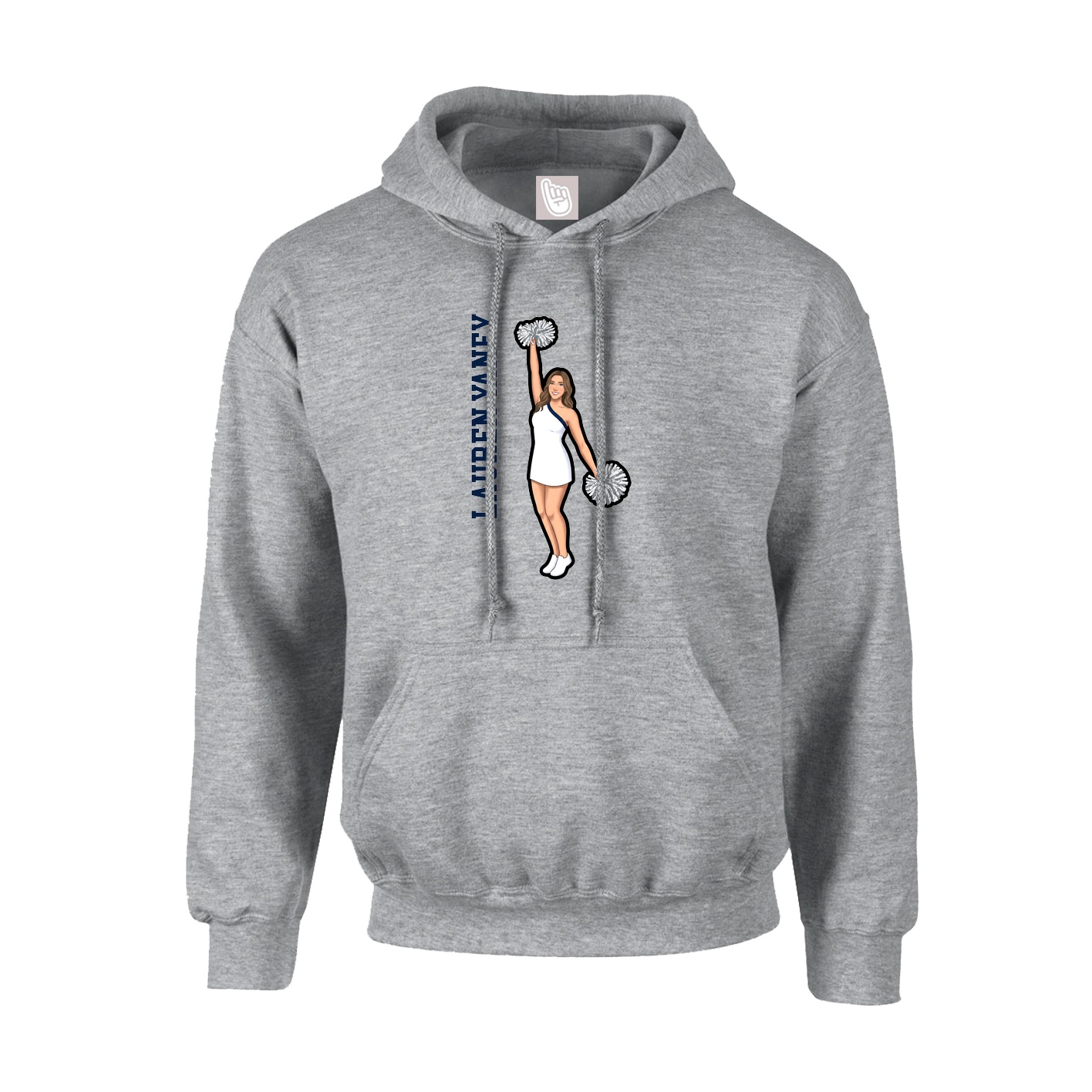 Youth Hoodie — Name Vertical in Grey