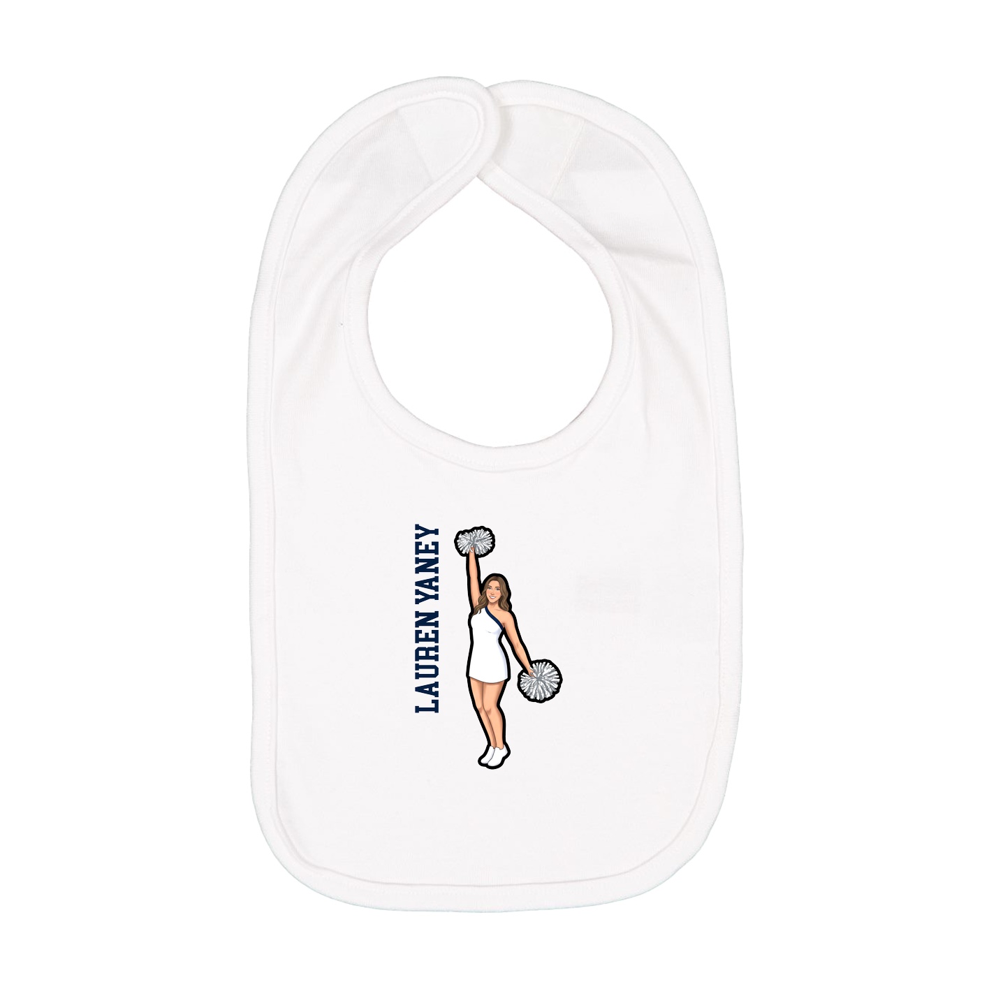 Infant Bib — Name Vertical in White