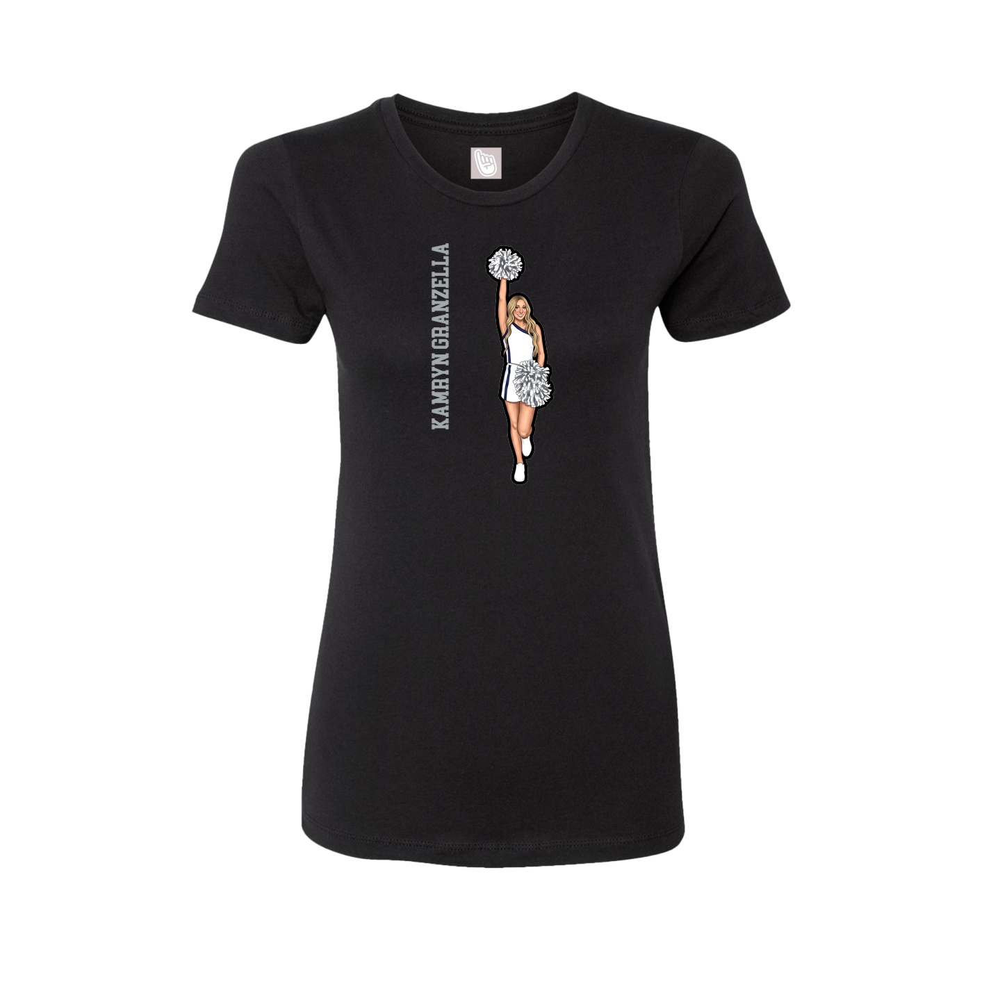 Womens Tee — Name Vertical in Black