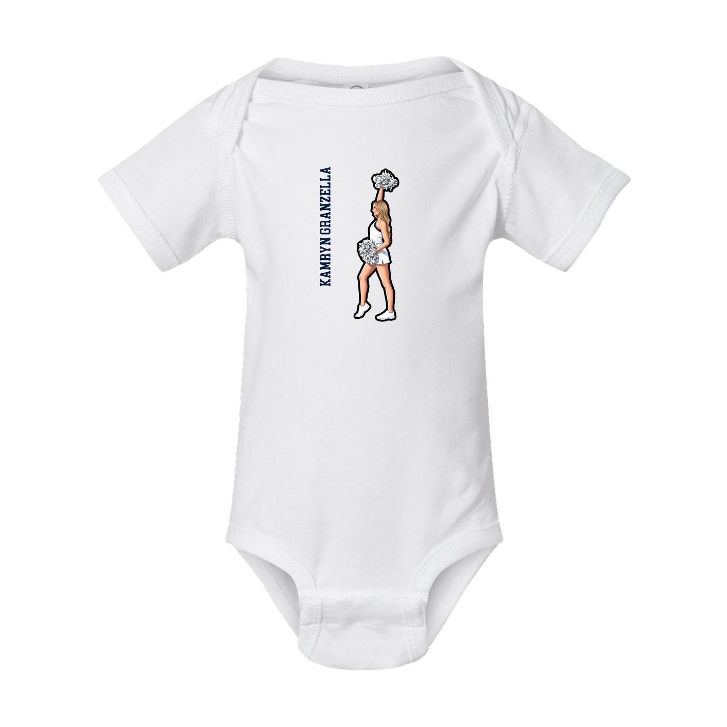 Baby Onesie — Name Vertical in White