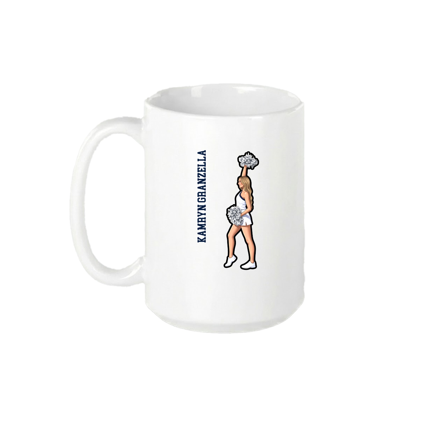 15oz Coffee Mug — Name Vertical in White