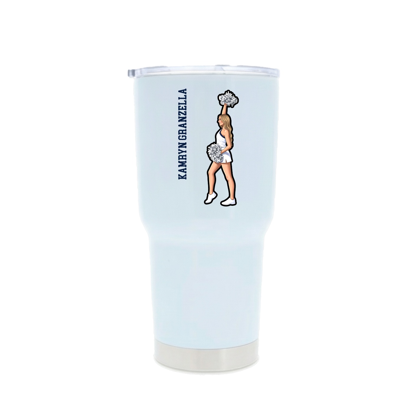 30oz Stainless Steel Tumbler — Name Vertical in White