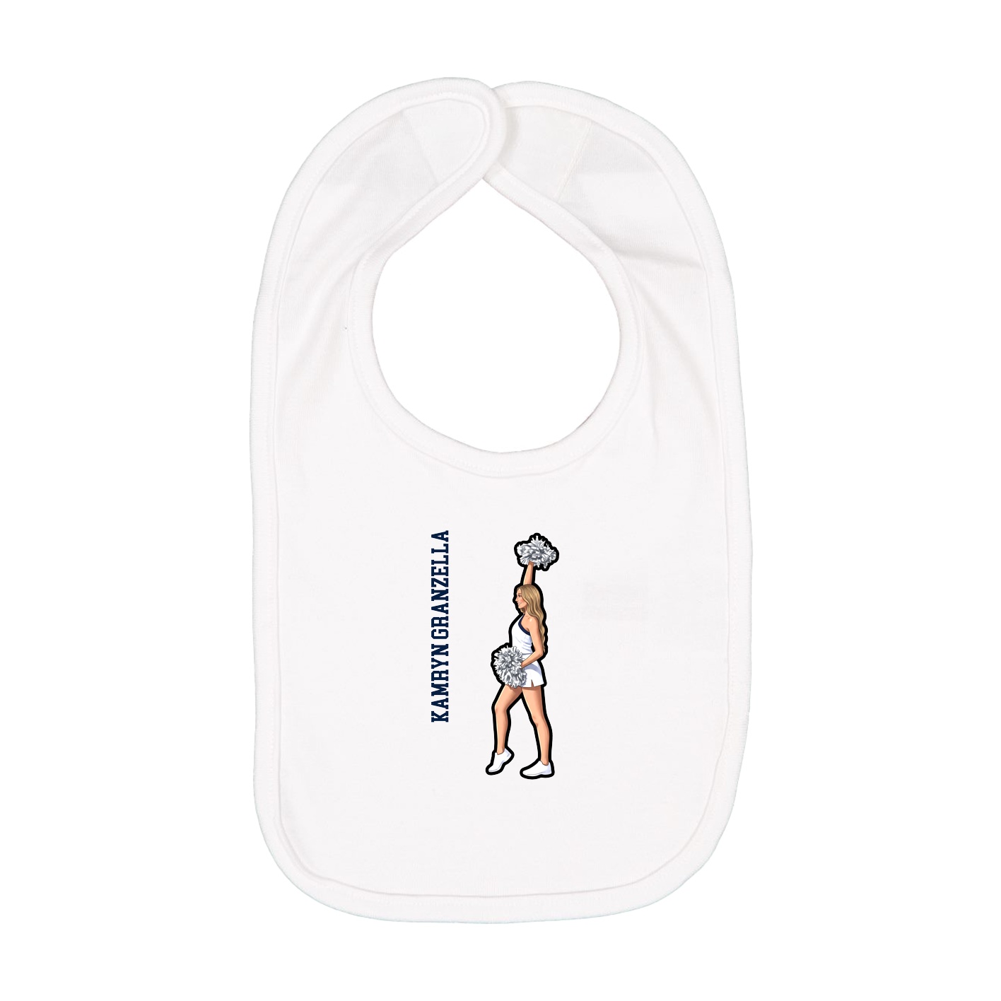 Infant Bib — Name Vertical in White